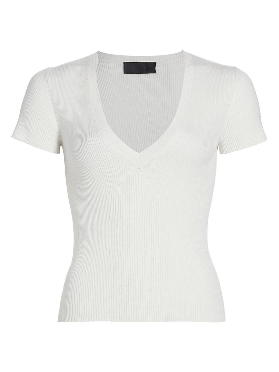 Womens Italia Rib-Knit V-Neck Sweater Product Image