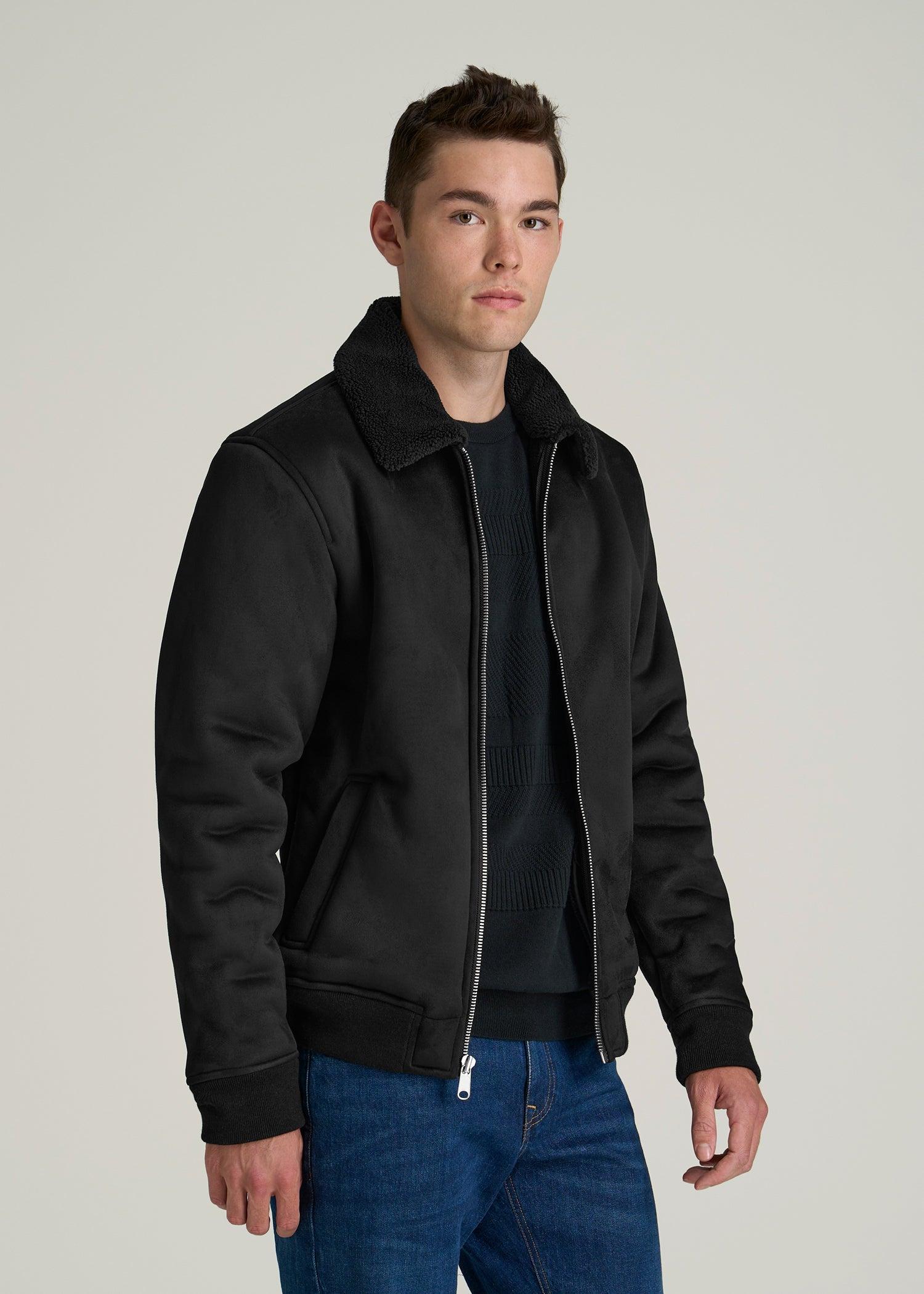 Sherpa Bomber Jacket for Tall Men in Black Male Product Image