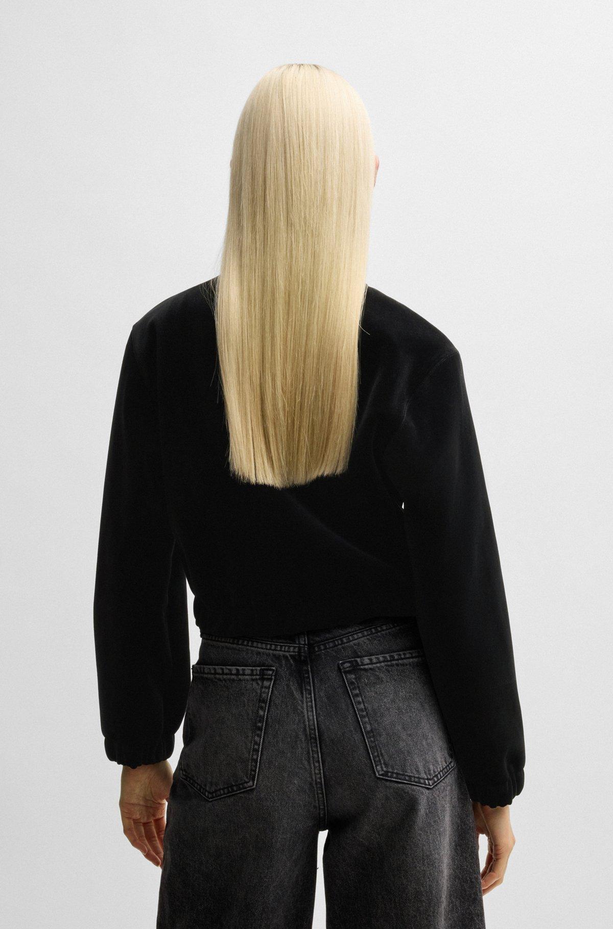 Relaxed-fit zip-neck sweatshirt in stretch velvet Product Image