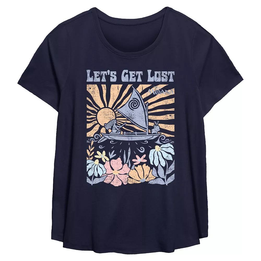 Disney's Moana Let's Get Lost Sailing Plus Size Flowy Graphic Tee, Women's, Size: 4XL, Blue Product Image