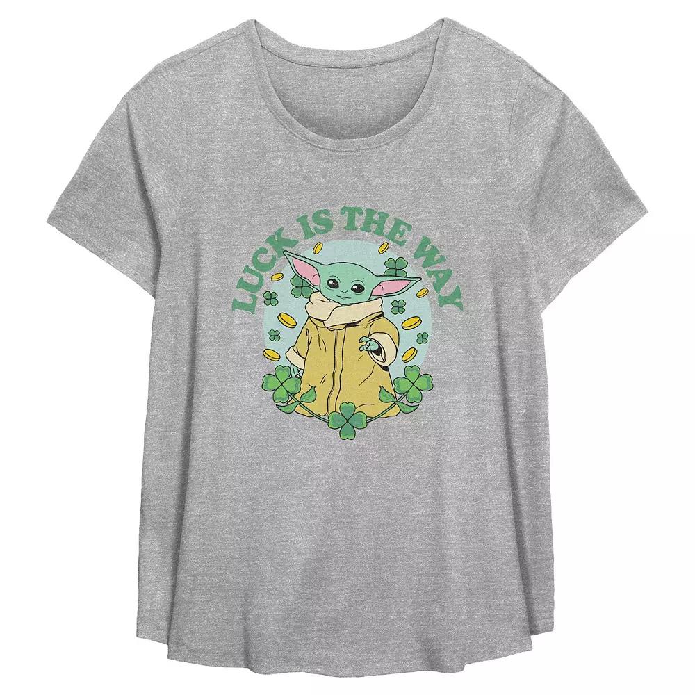 Plus Size Star Wars The Mandalorian The Child Luck Is The Way Flowy Graphic Tee, Women's, Size: 4XL, Grey Gray Product Image