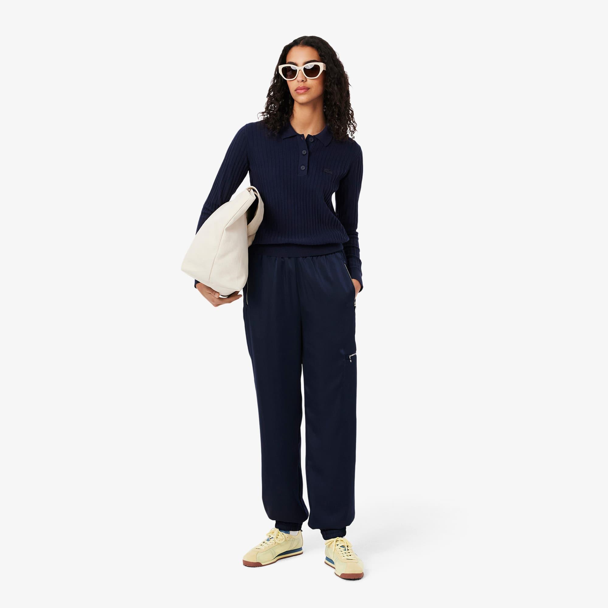 Regular Fit Ribbed Knit Polo Shirt Product Image