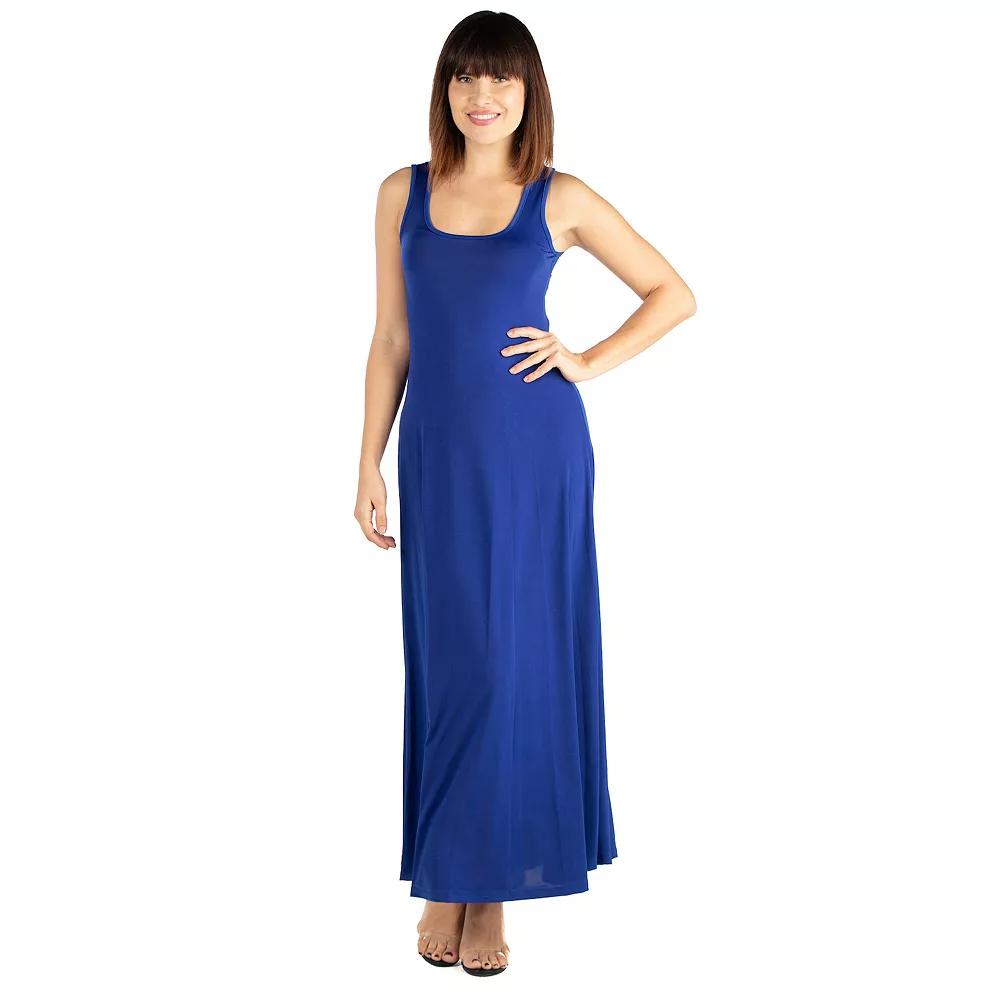 Women's 24seven Comfort Apparel Fit And Flare A-Line Sleeveless Maxi Dress, Size: Large, Lapis Product Image