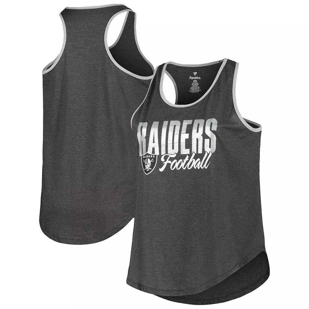 Women's Fanatics Heather Black Las Vegas Raiders Plus Size Fuel Tank Top, Size: 4XL, Lvr Charco Product Image