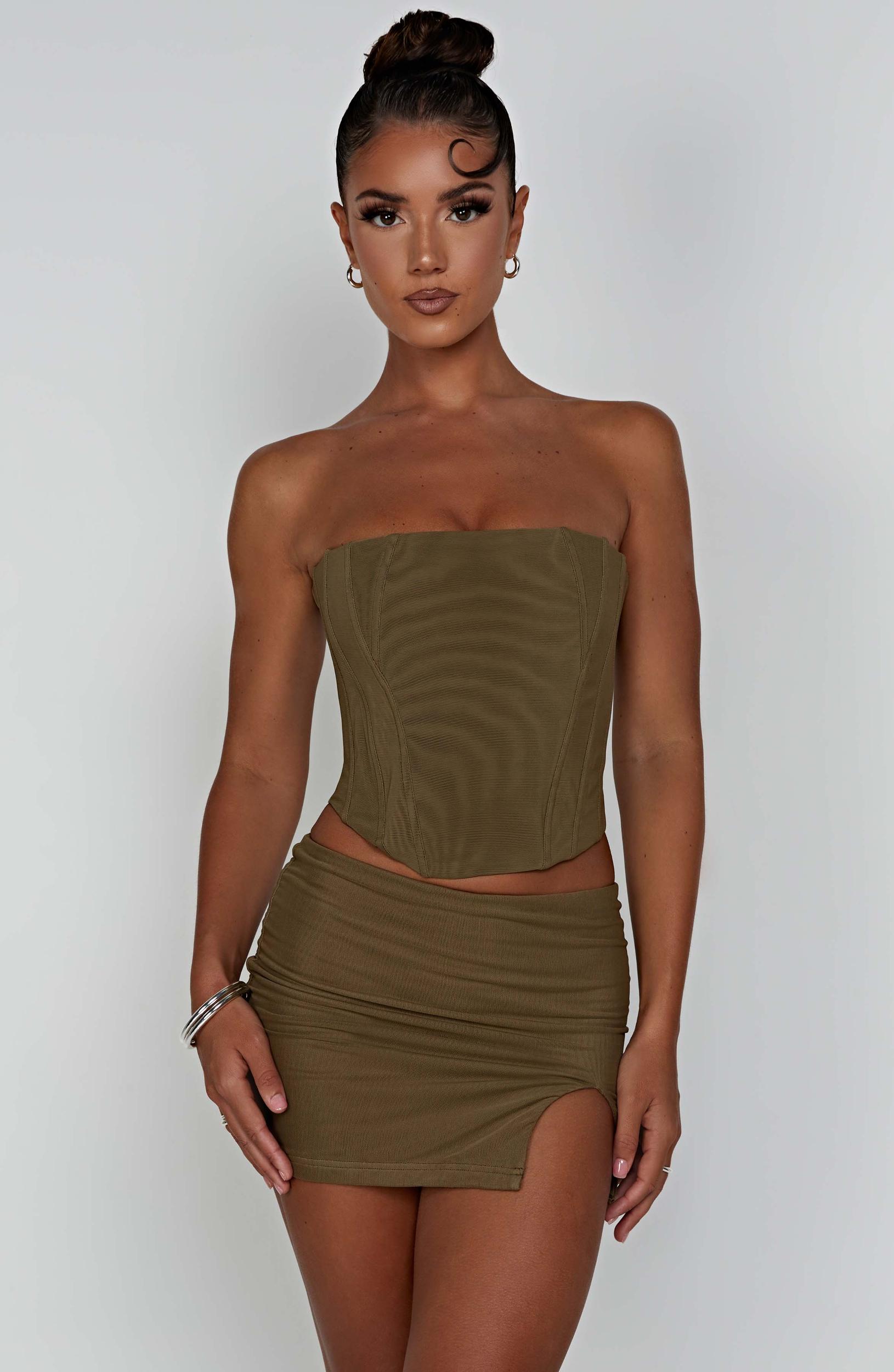 Alina Mini Skirt - Khaki Product Image