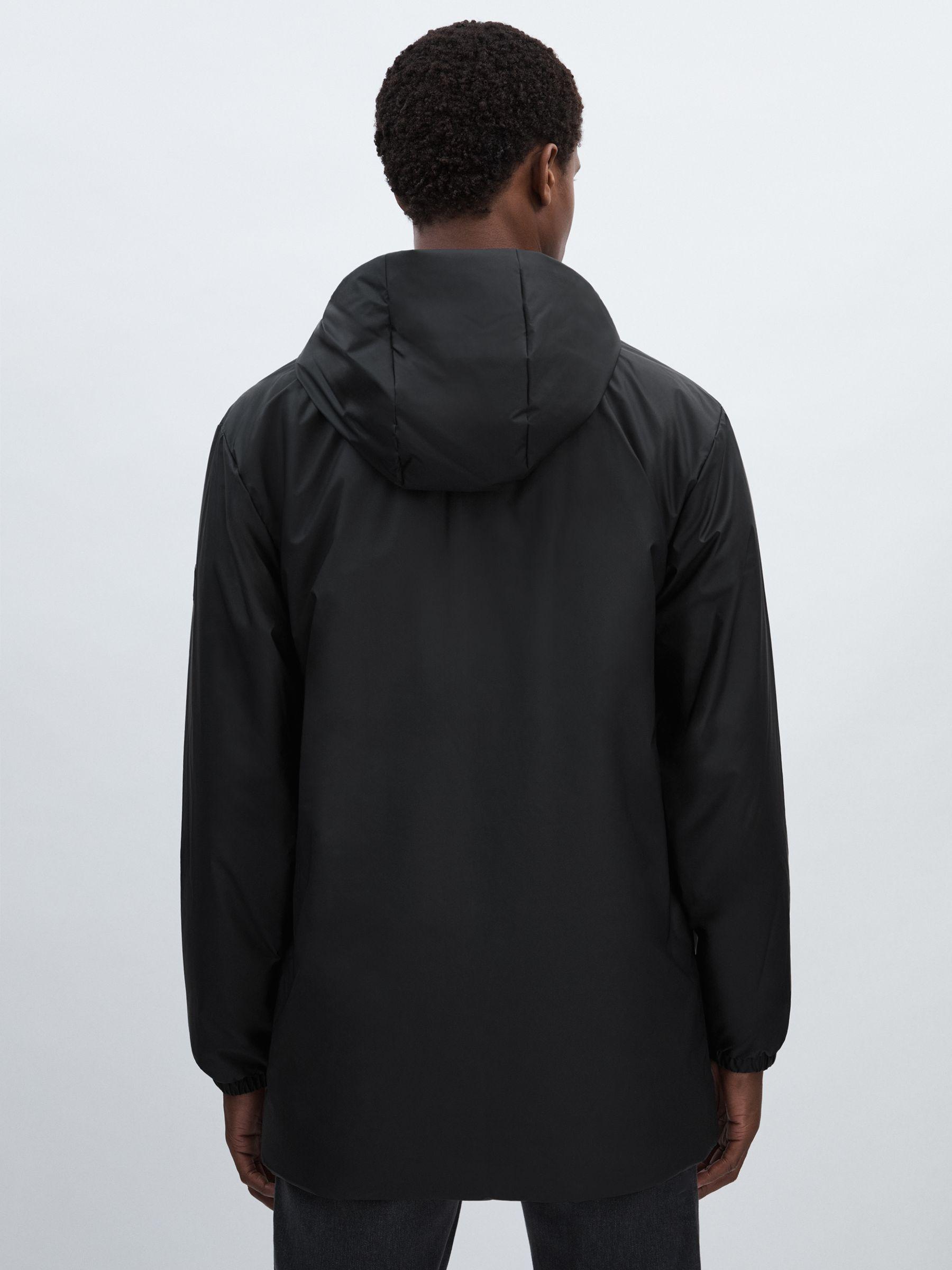 Rains Long Hooded Insulated Jacket in Black Product Image