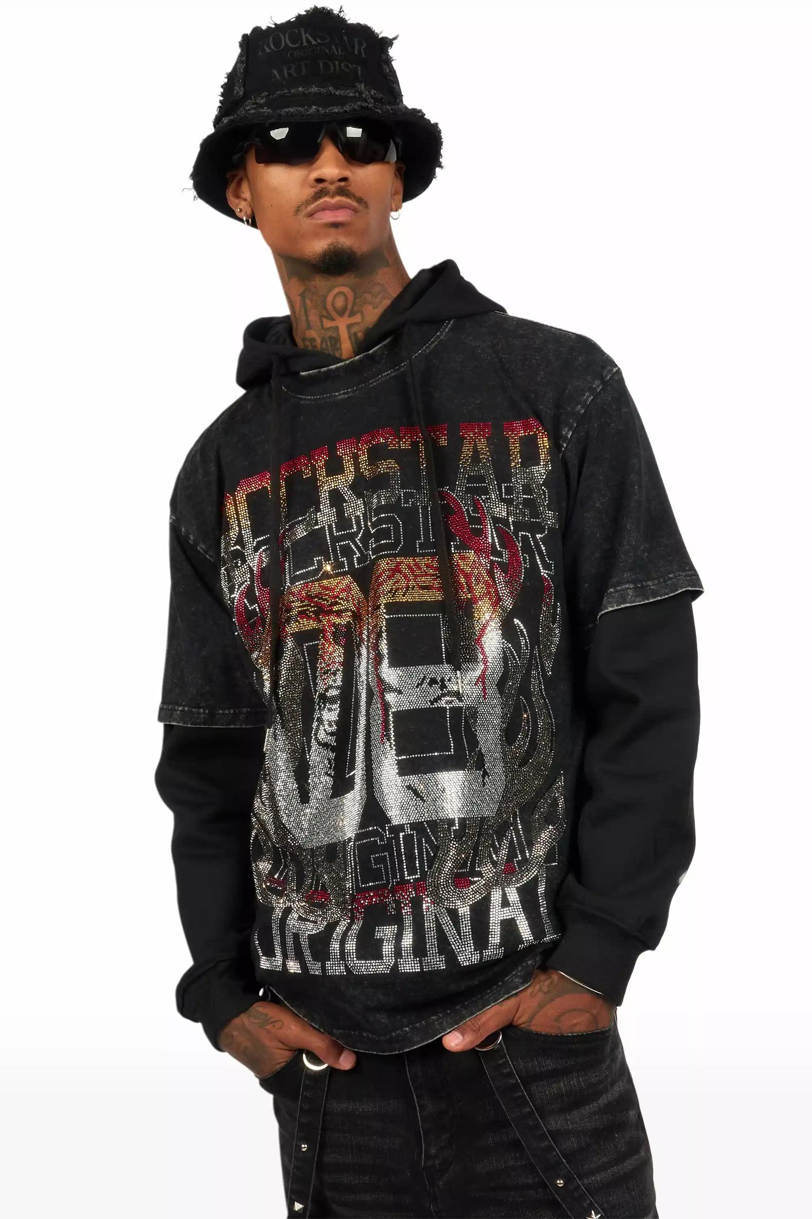 Ivo Jet Black Patchwork Bucket Hat Male Product Image