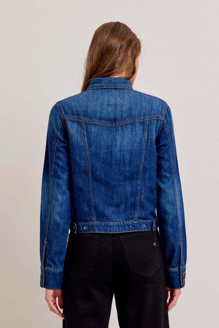 Dark Wash Classic Fitted Trucker Jacket Product Image