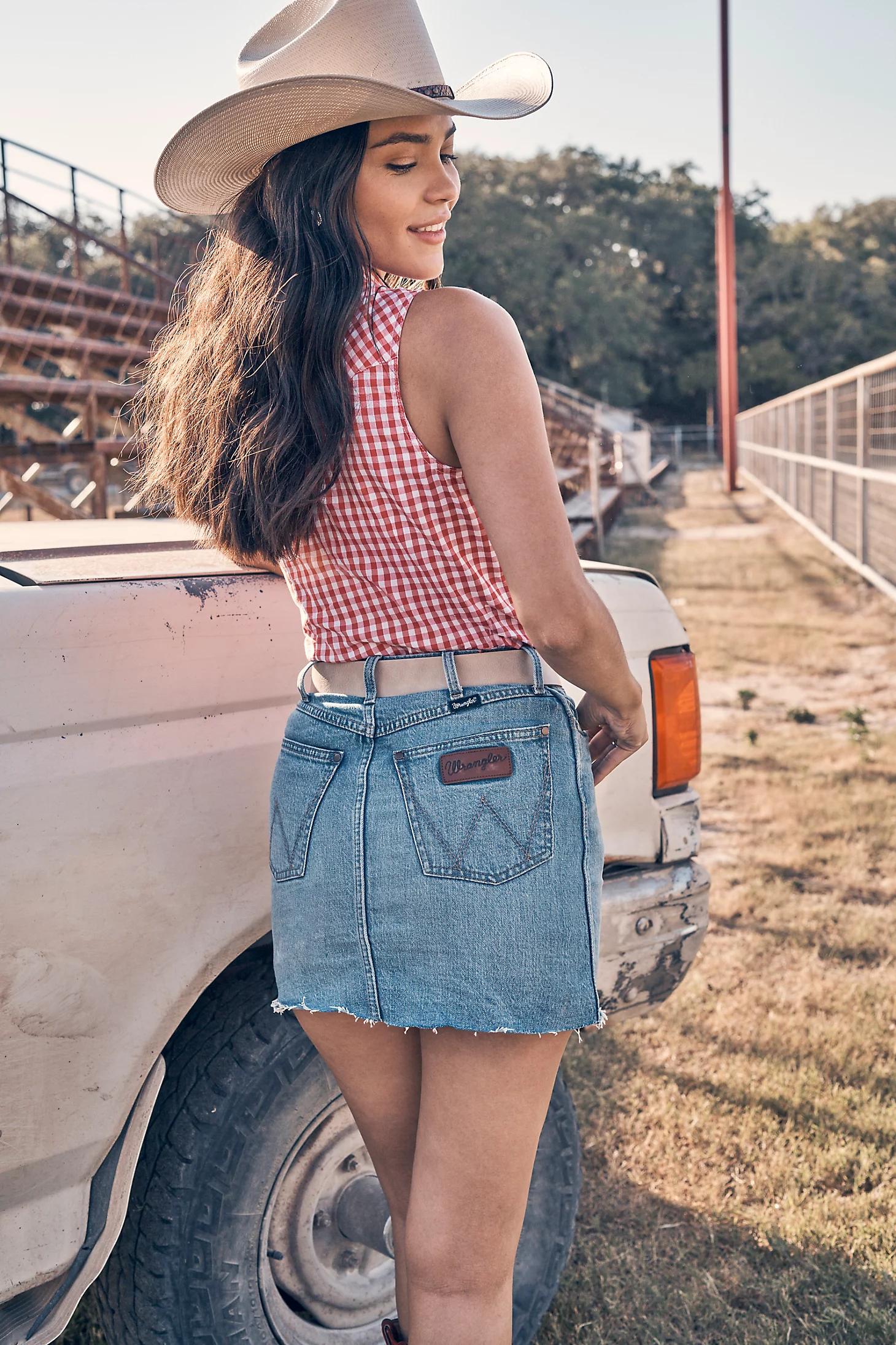 Women's Wrangler Retro® Bailey Denim Skirt | Women's SHORTS & SKIRTS | Wrangler® Product Image