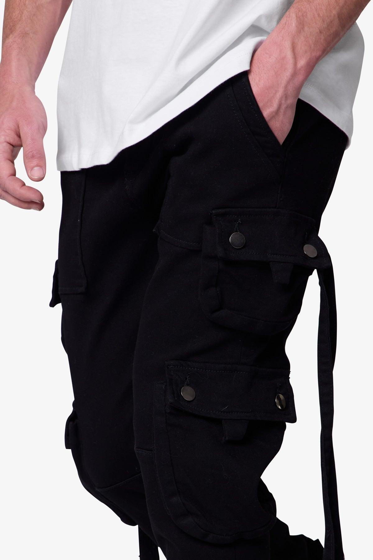 D152 Cargo Straight Denim - Black Male Product Image