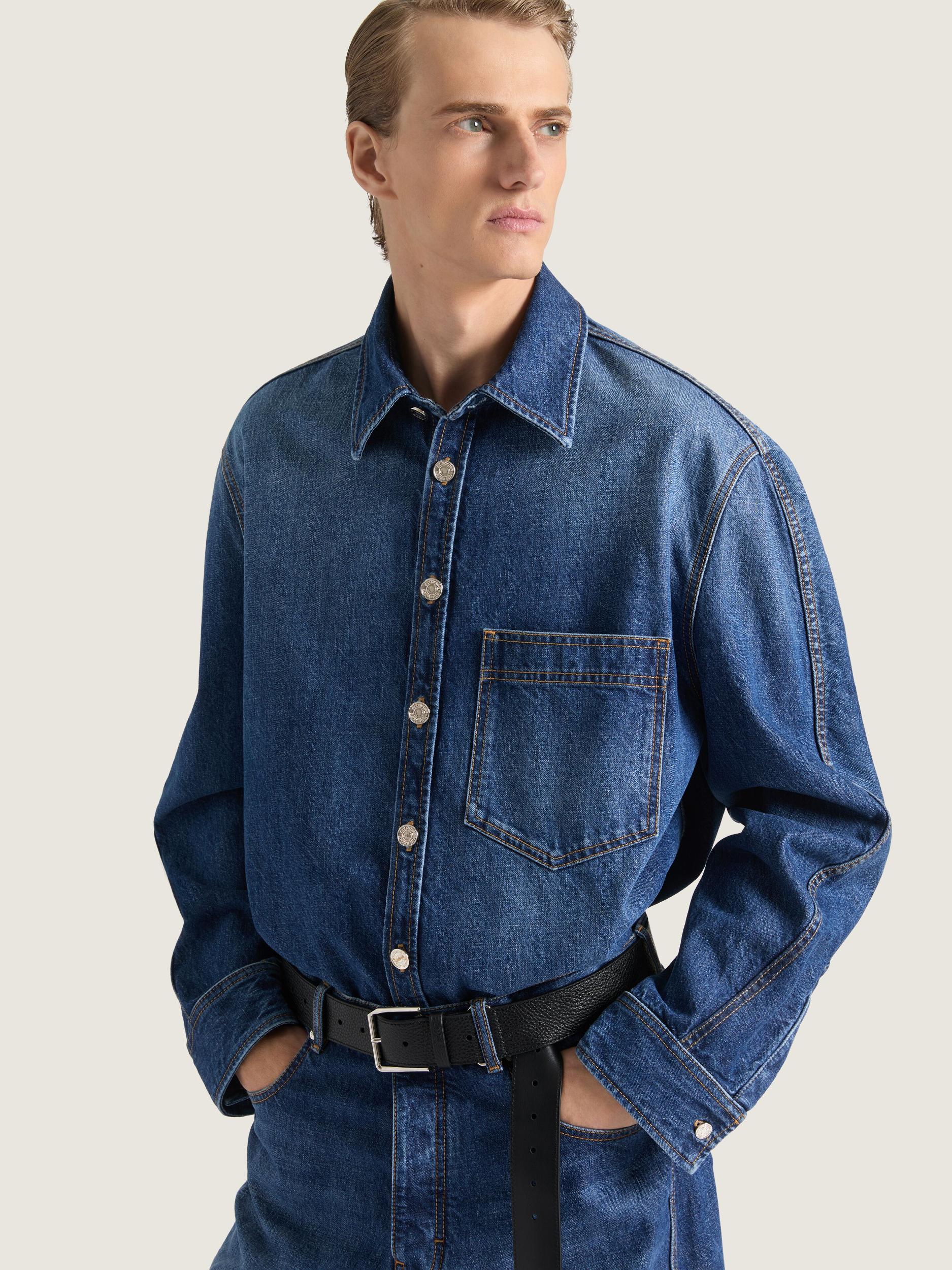 Couture Seam overshirt in washed denim Product Image