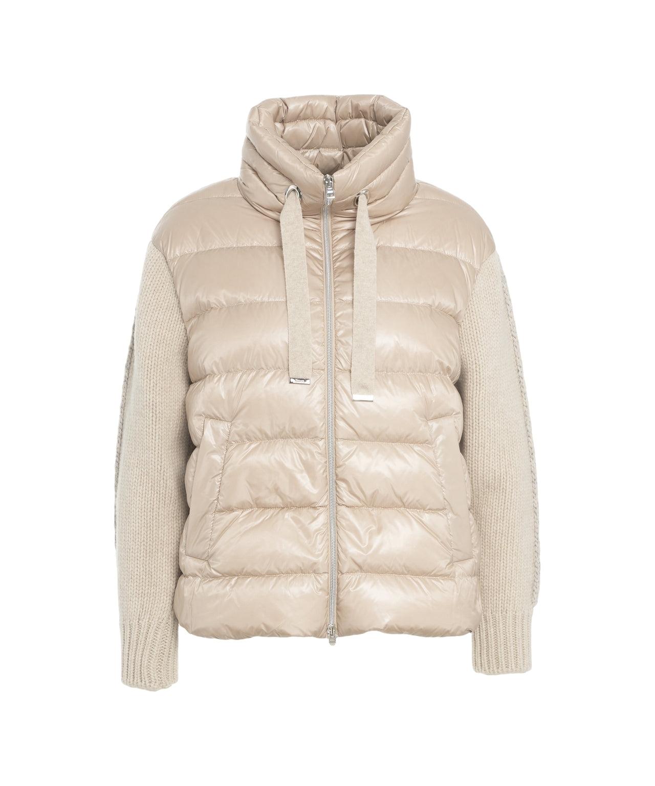 Down jacket with knit sleeves Product Image