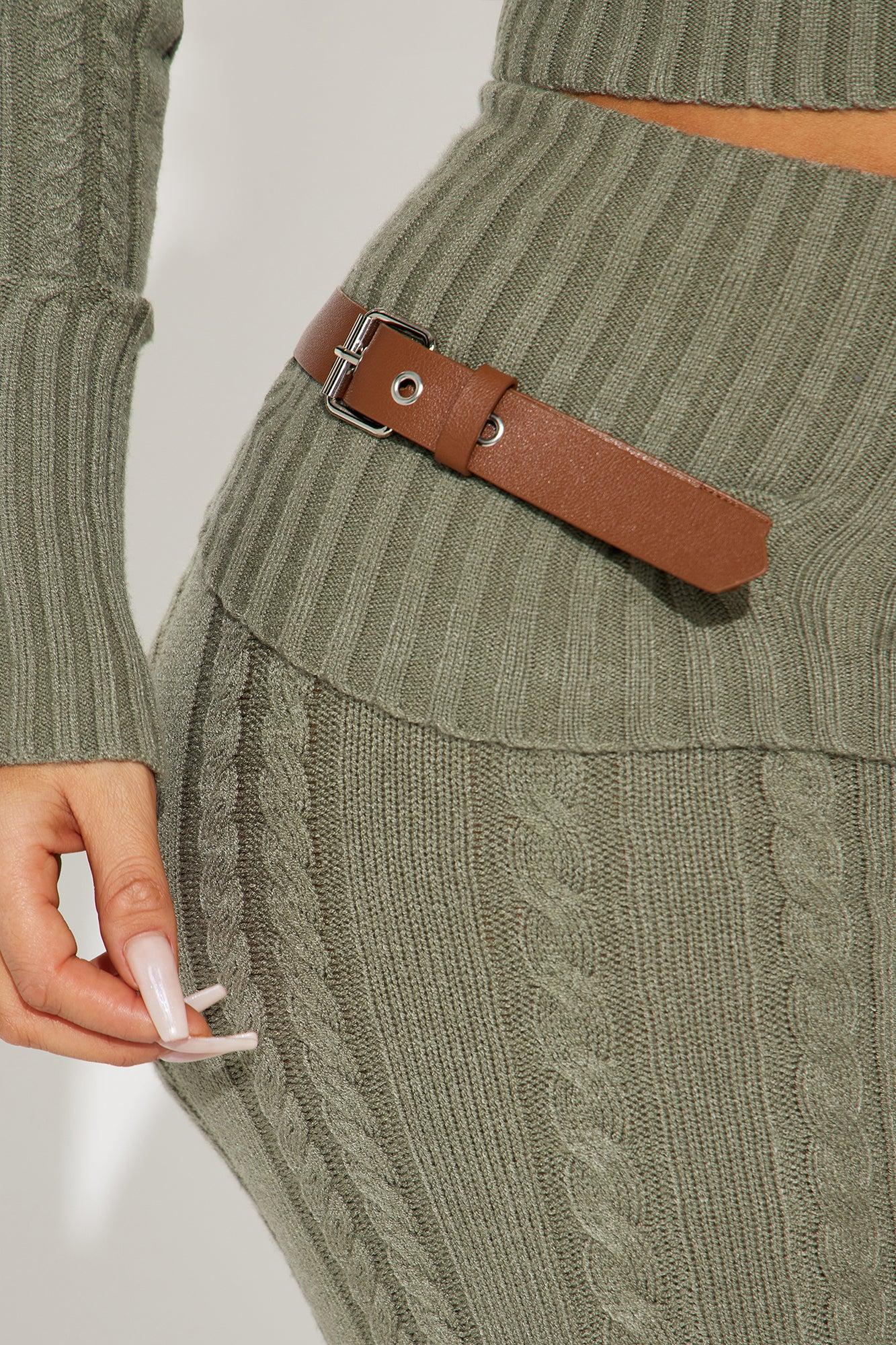 Weekend Flirt Sweater Pant Set - Olive Female Product Image
