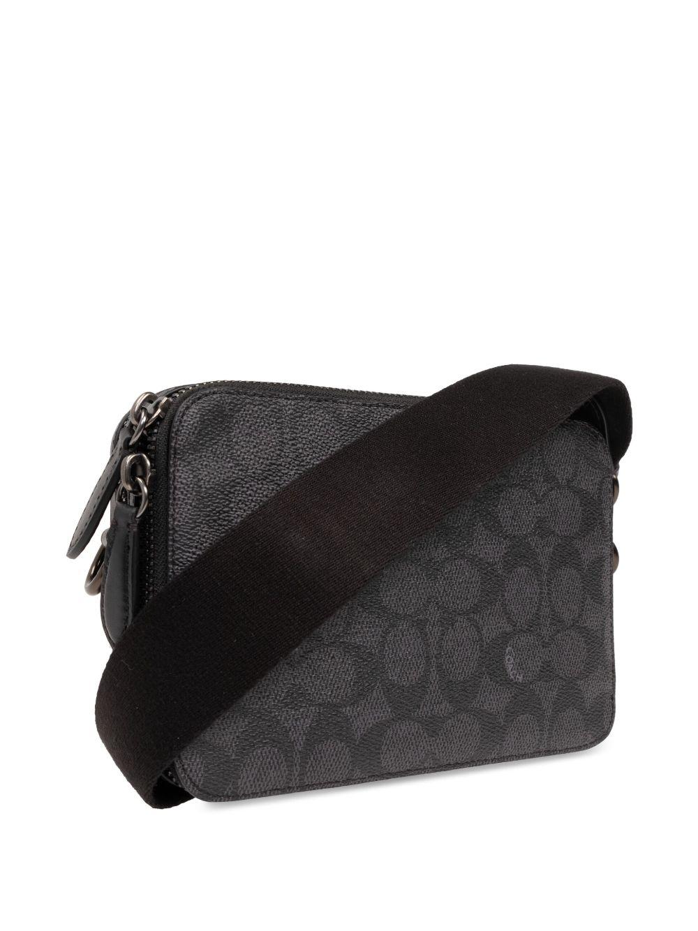 zipped leather messenger bag Product Image