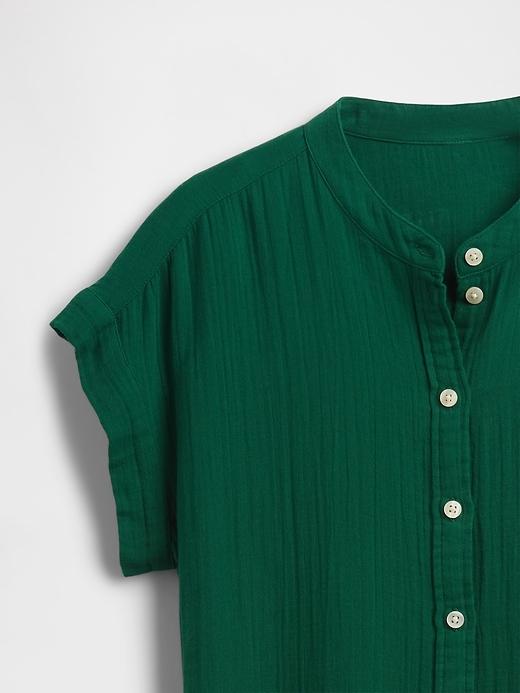 Cotton Gauze Mini Shirtdress Product Image