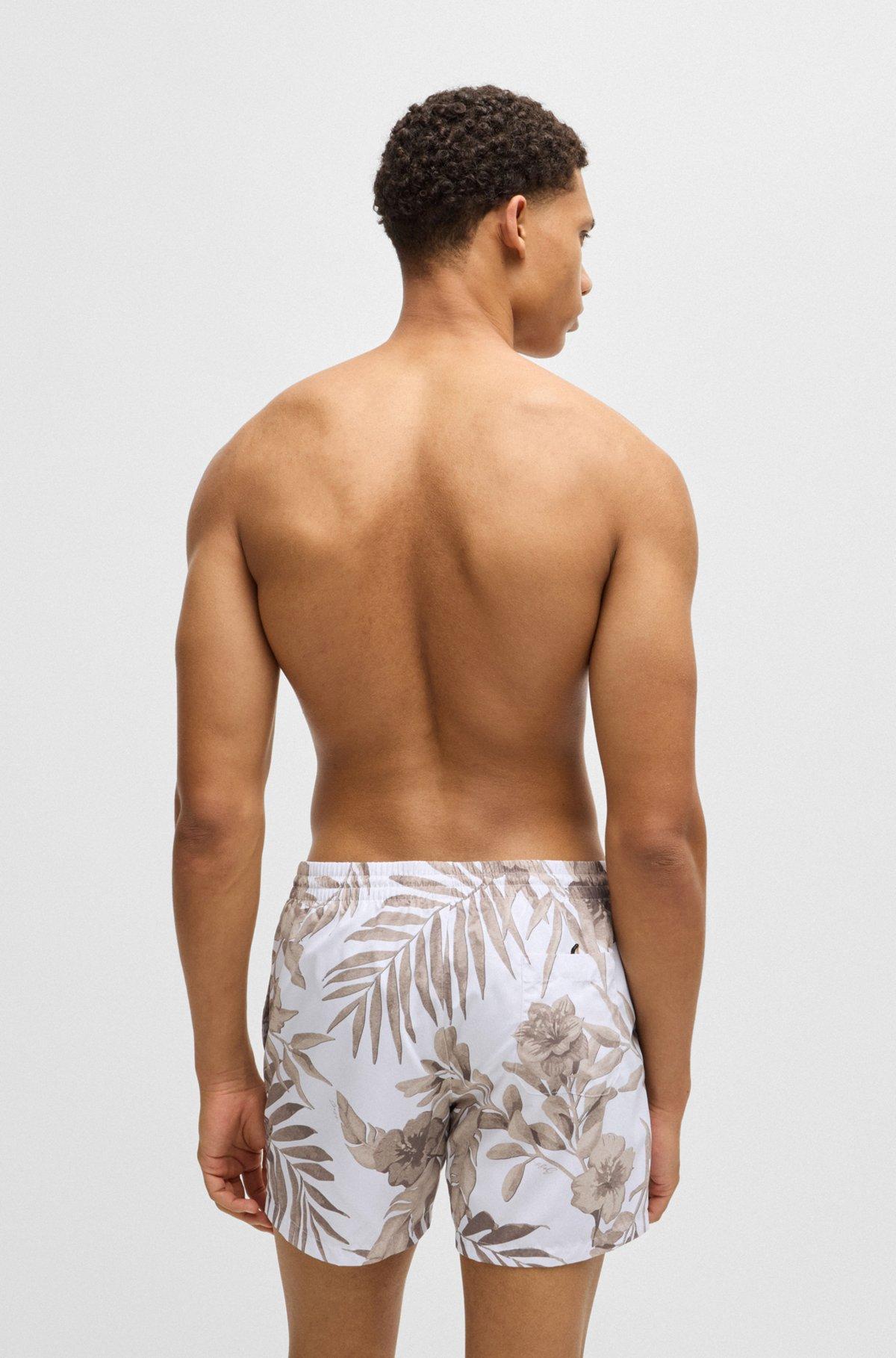 BOSS - Fully lined swim shorts with seasonal print - Light Beige Product Image