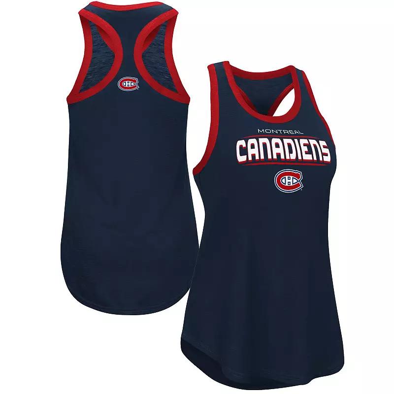 Women's G-III Sports by Carl Banks Navy Montreal Canadiens Showdown Slub Racerback Tank Top,  Product Image