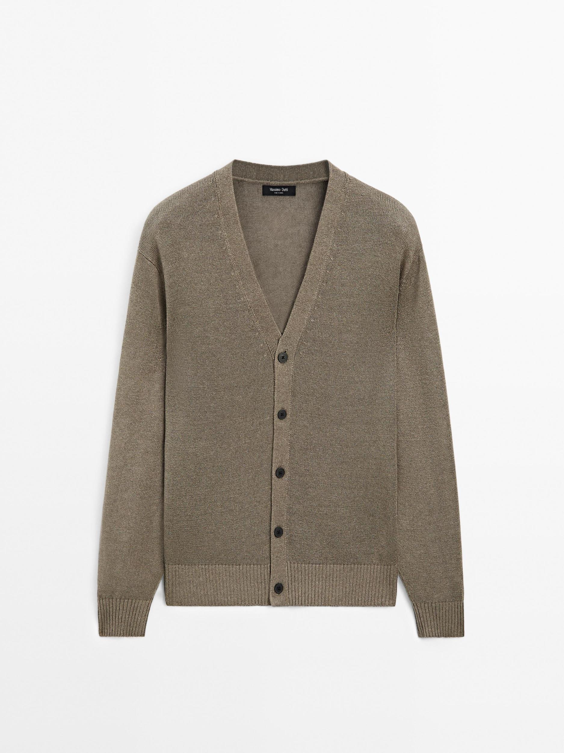Linen blend knit cardigan Product Image