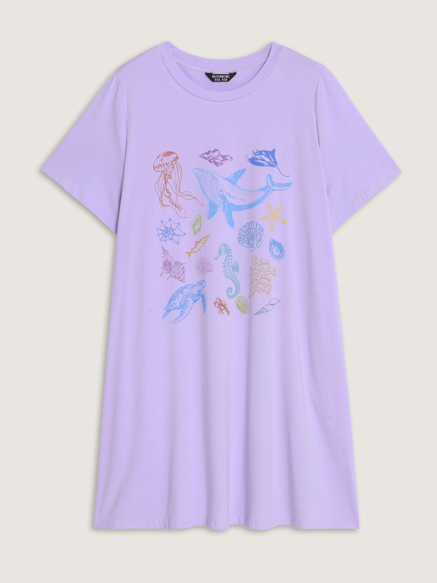 Cotton Ocean Elements Stretchy Lounge Dress Female Product Image