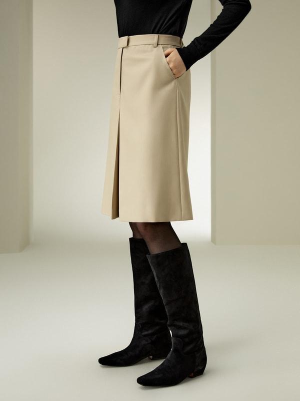 LILYSILK Womens Wool Skirt - Black Wool Silk - Perfect Wardrobe Staples Basic Style Bottoms 16 Product Image