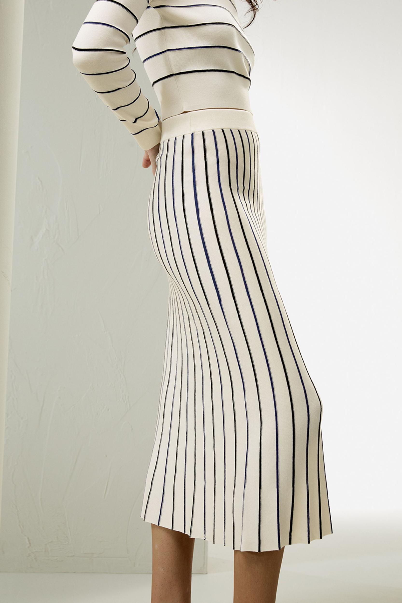 Pinstriped Silk Knitted Skirt Product Image