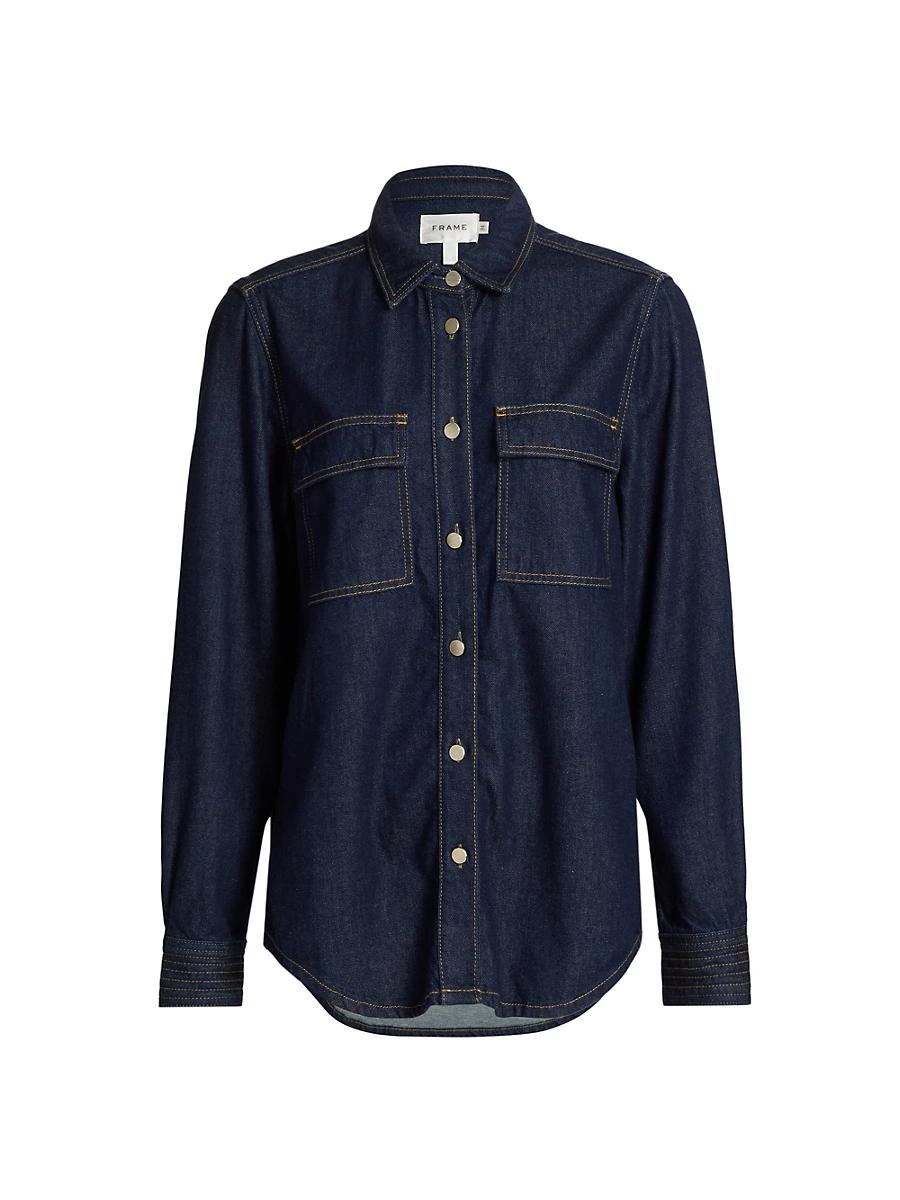 Womens The Trapunto Denim Button-Front Shirt Product Image