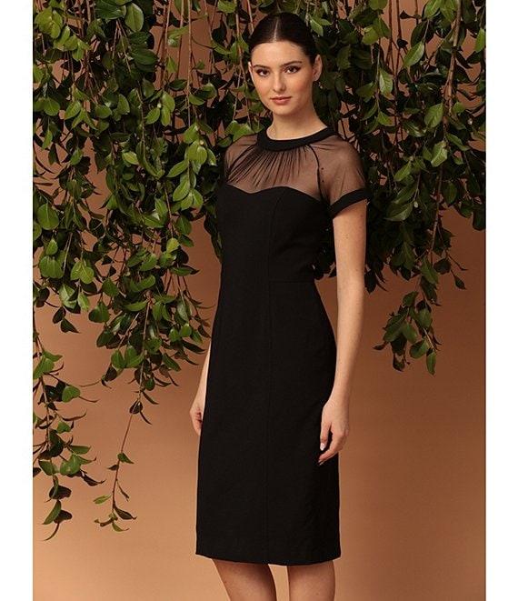 Maggy London Illusion Round Neck Cap Sleeve Sheath Dress Product Image