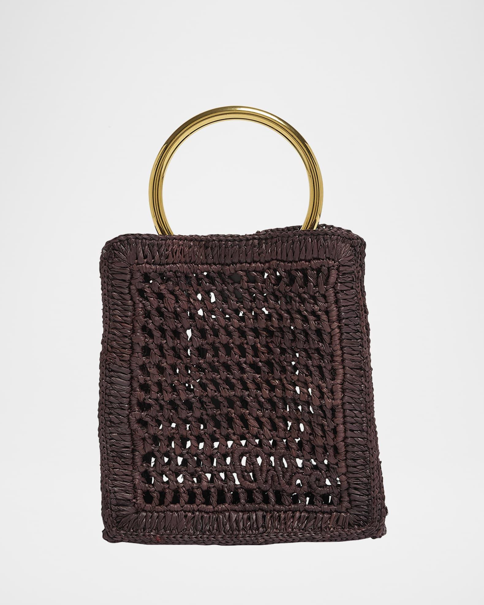 Summer Banana Tote Bag in Crochet Paper and Leather  Product Image