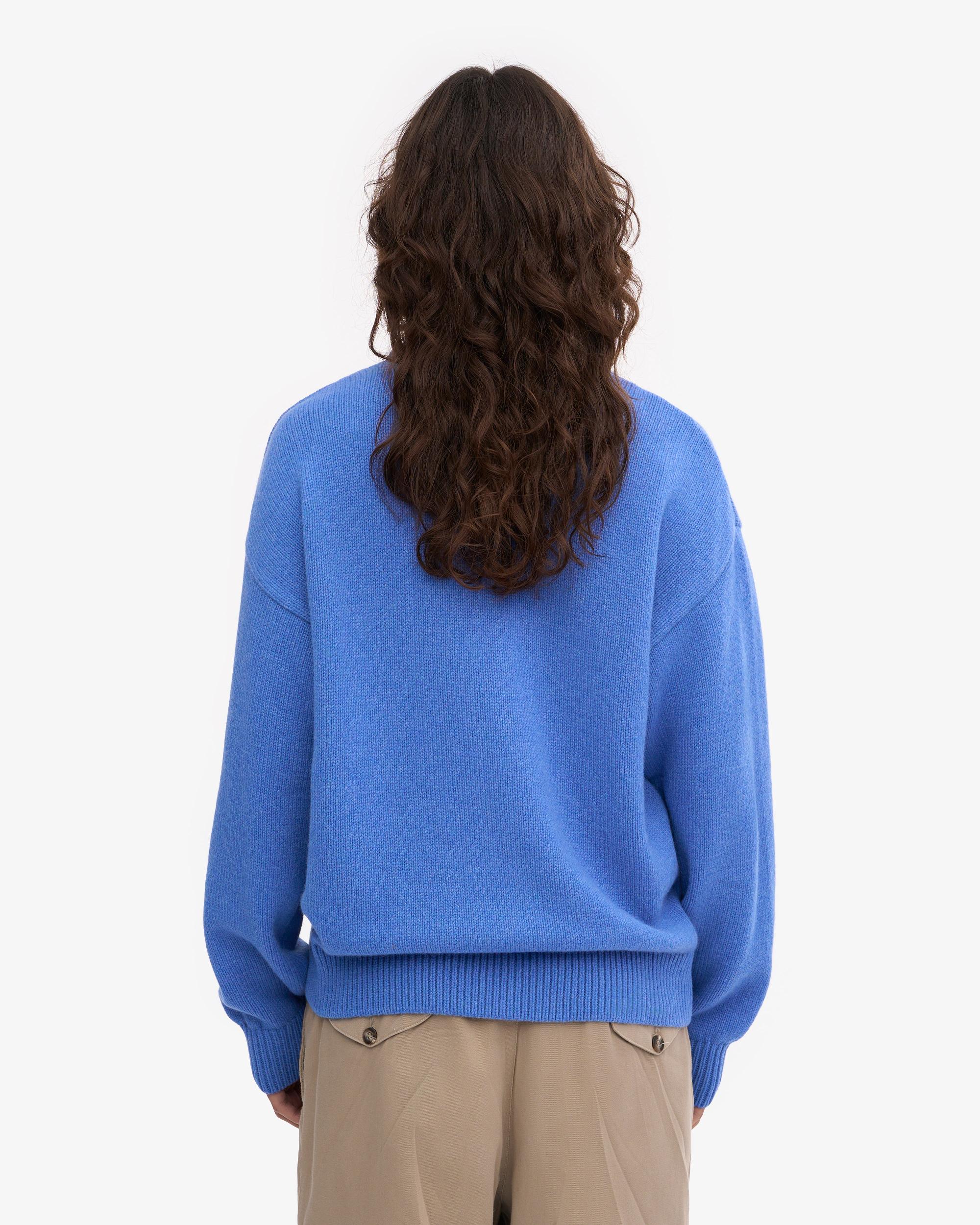 Oversized Merino Wool Crew - Pacific Blue Product Image