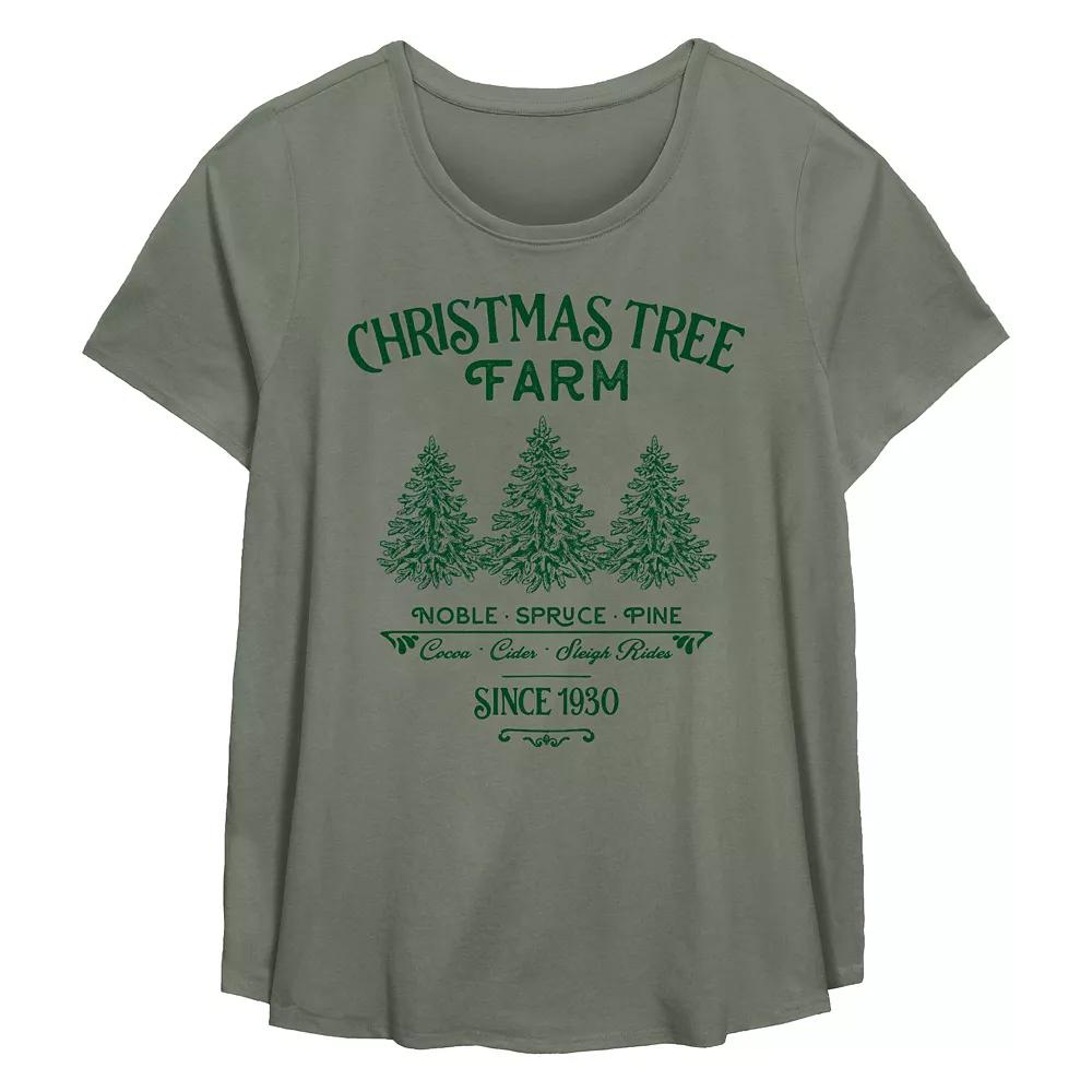 Plus Size Christmas Tree Farm Since 1930 Flowy Graphic Tee, Women's, Size: 3XL, Green Product Image