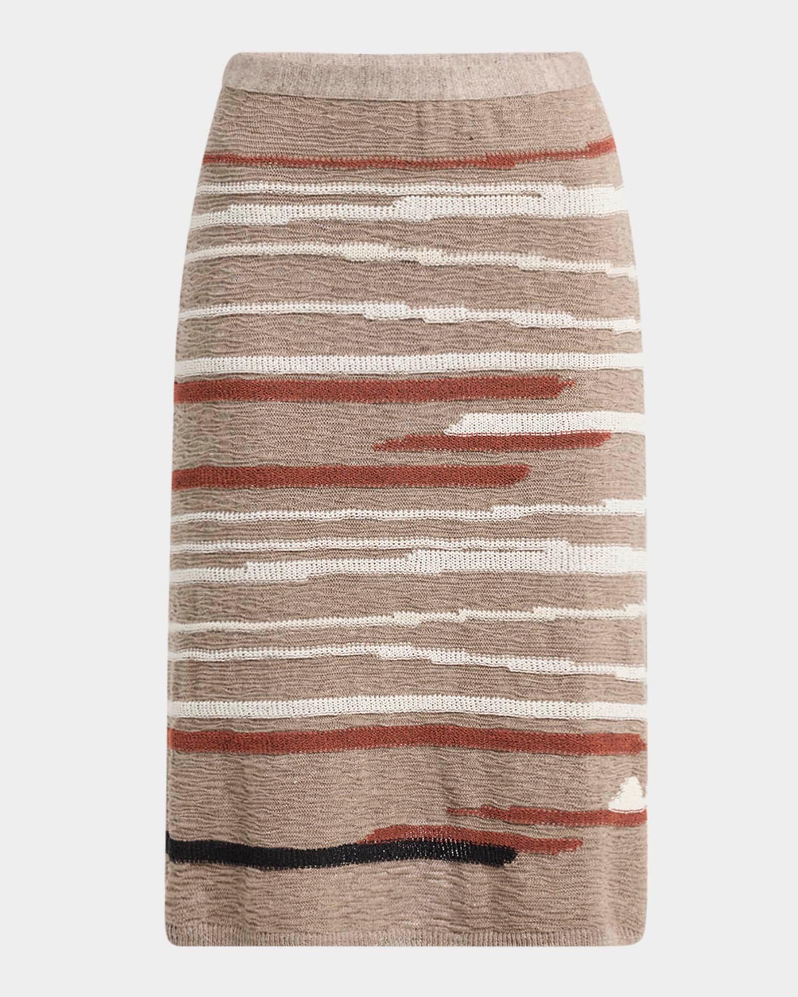Linen-Cotton Intarsia Skirt Product Image