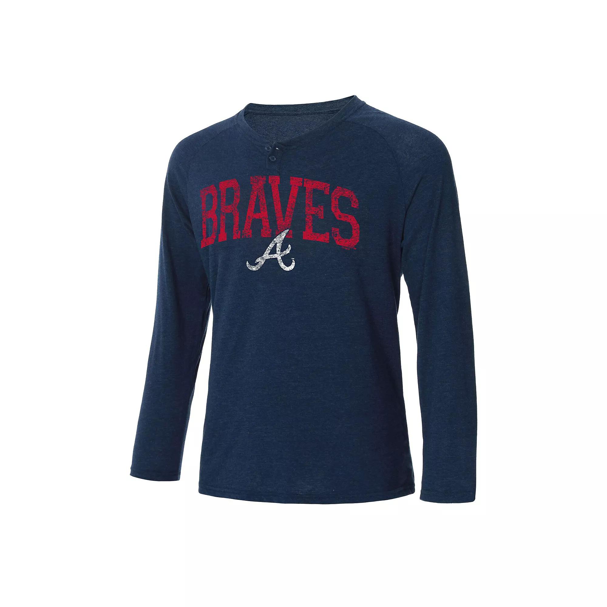 Men's Concepts Sport Navy Atlanta Braves Inertia Raglan Long Sleeve Henley T-Shirt, Size: Small, Blue Product Image