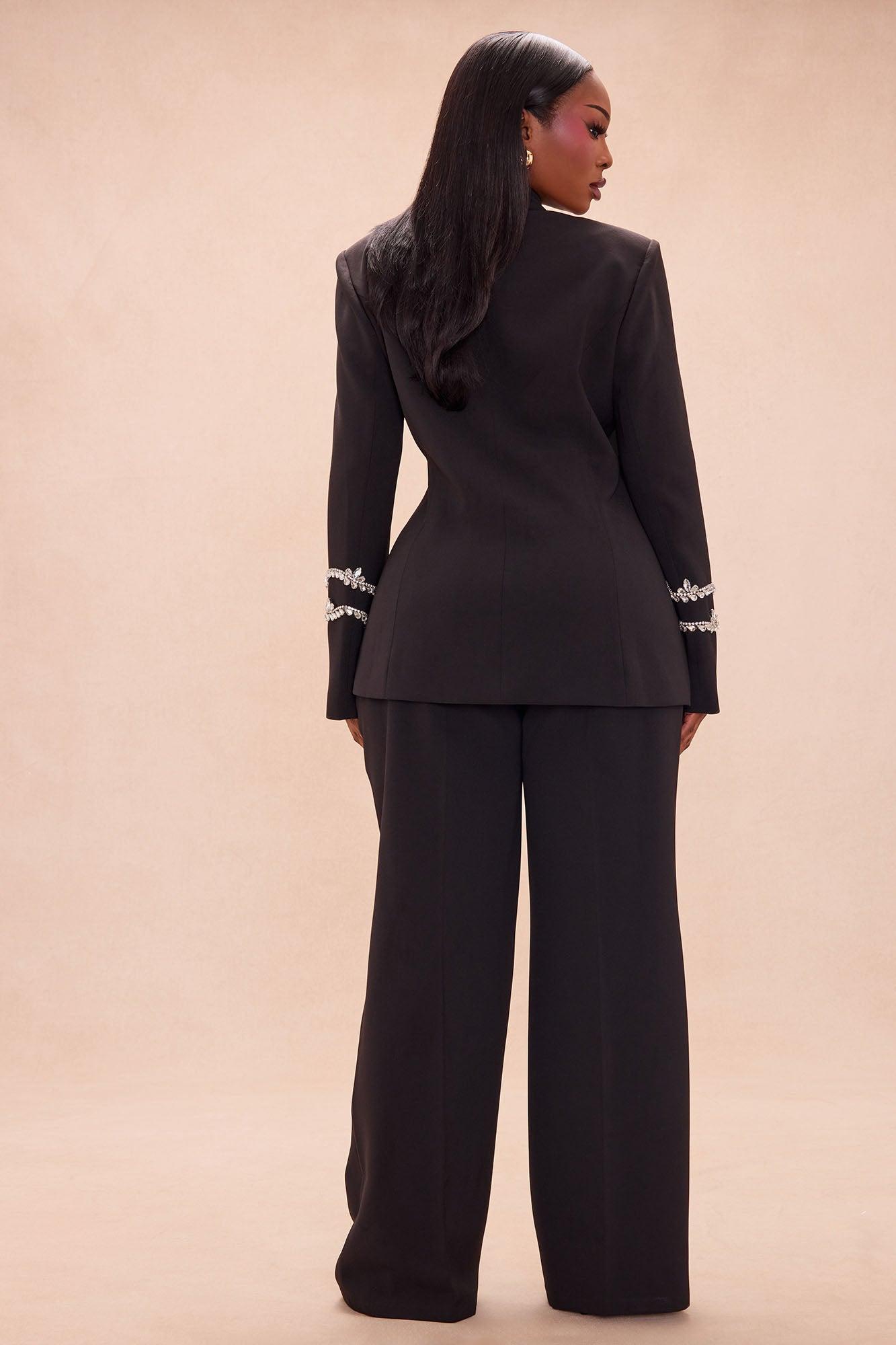 Billie Rhinestone Pant Set - Black Female Product Image