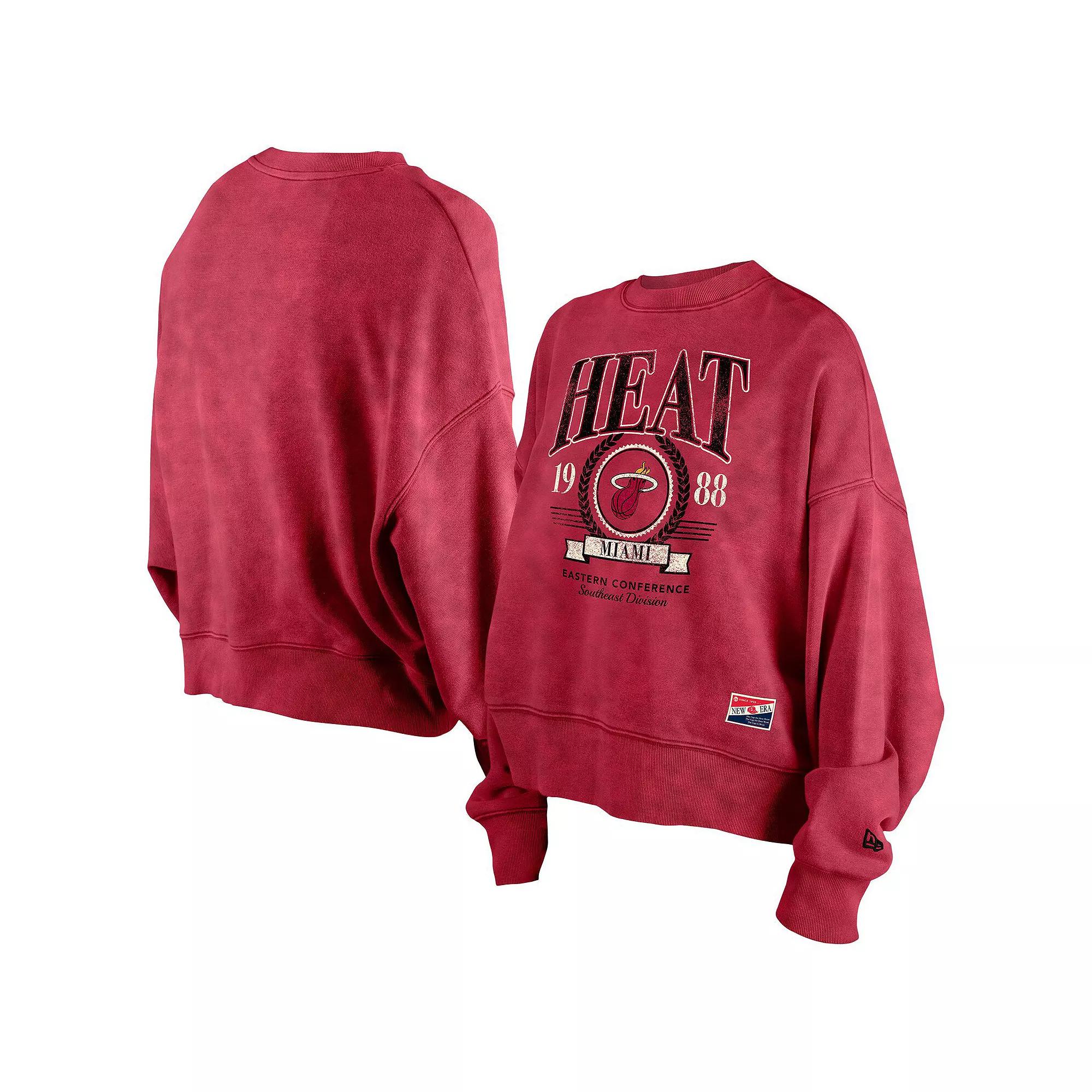 Women's New Era Red Miami Heat Hardwood Classics Enzyme Wash Over Product Image