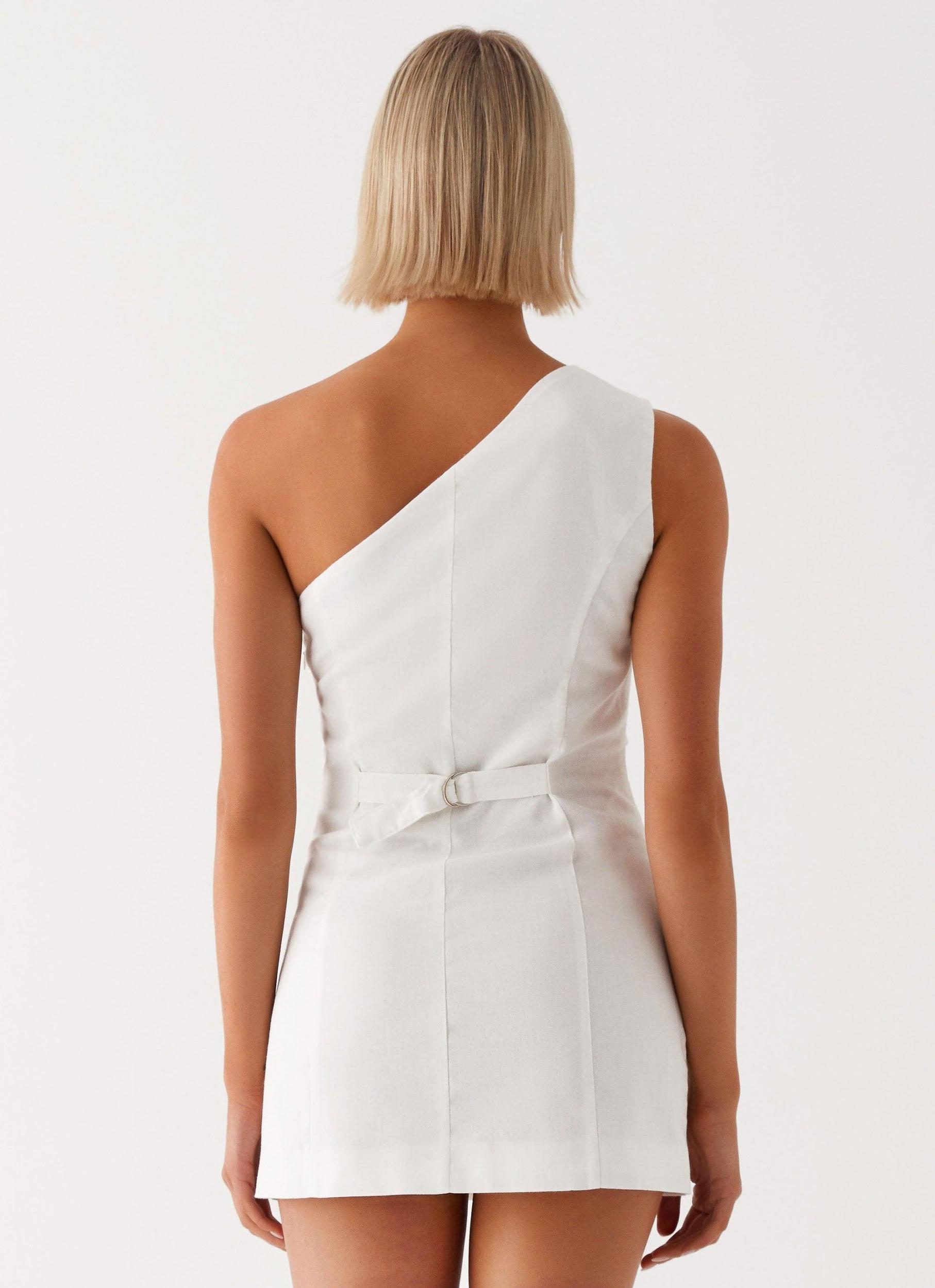 Jordy Linen Mini Dress - White Product Image