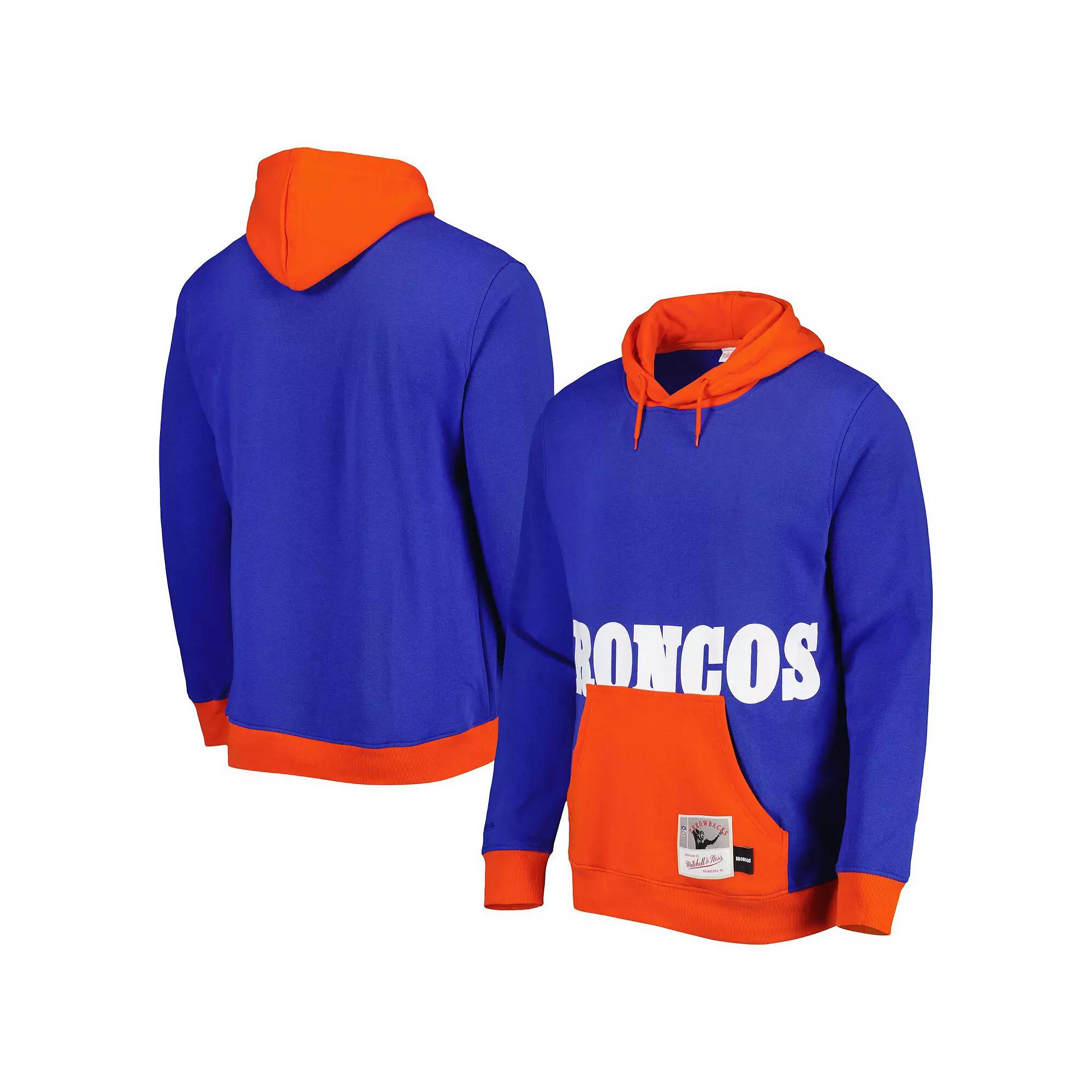 Men's Mitchell & Ness Royal Denver Broncos Big Face 5.0 Pullover Hoodie,  Product Image