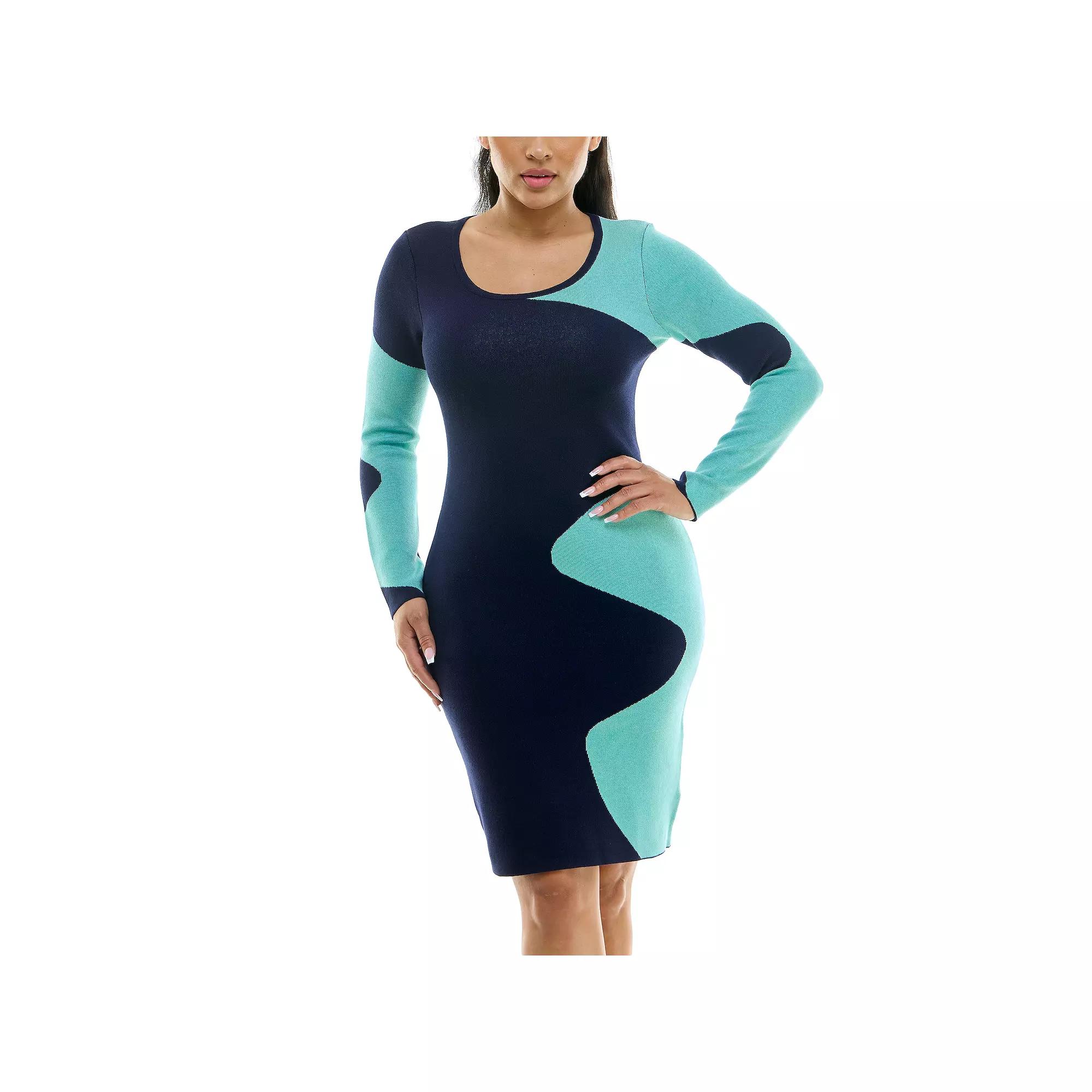 Women's Nina Leonard Colorblock Ribbed Dress,  Product Image