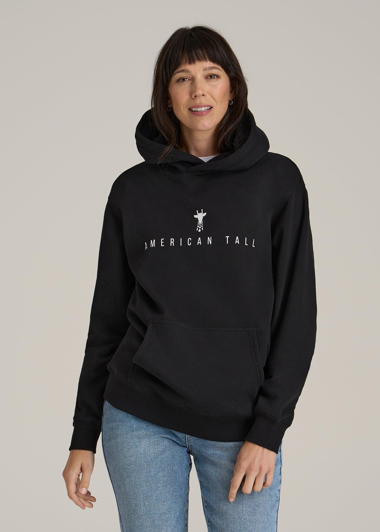 Logo Hoodie for Tall Women in Black Female Product Image