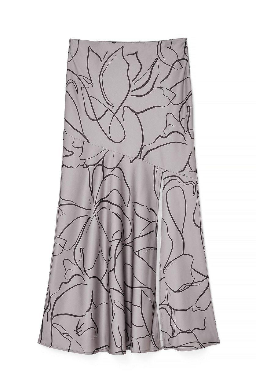 Satin Asymmetric Seam Detail Maxi Skirt Product Image