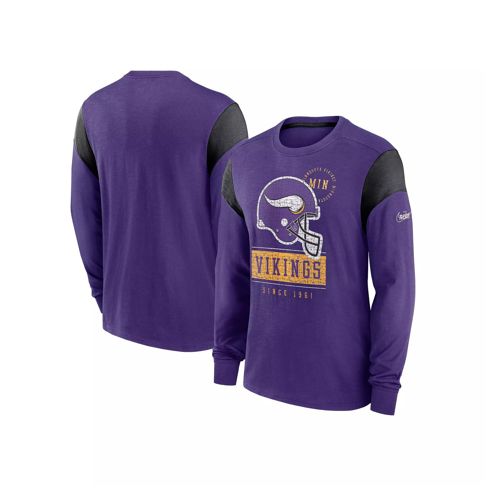 Men's Nike Heather Purple Minnesota Vikings Rewind Playback Helmet Long Sleeve T-Shirt, Size: Medium Product Image
