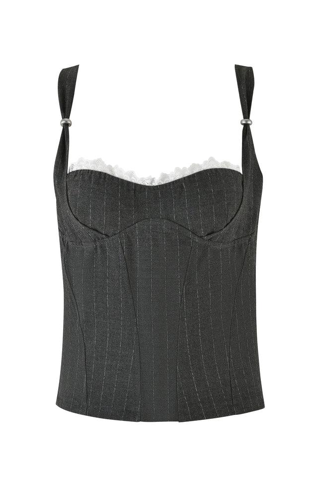 MARRION CORSET - GREY : PINSTRIPE Product Image