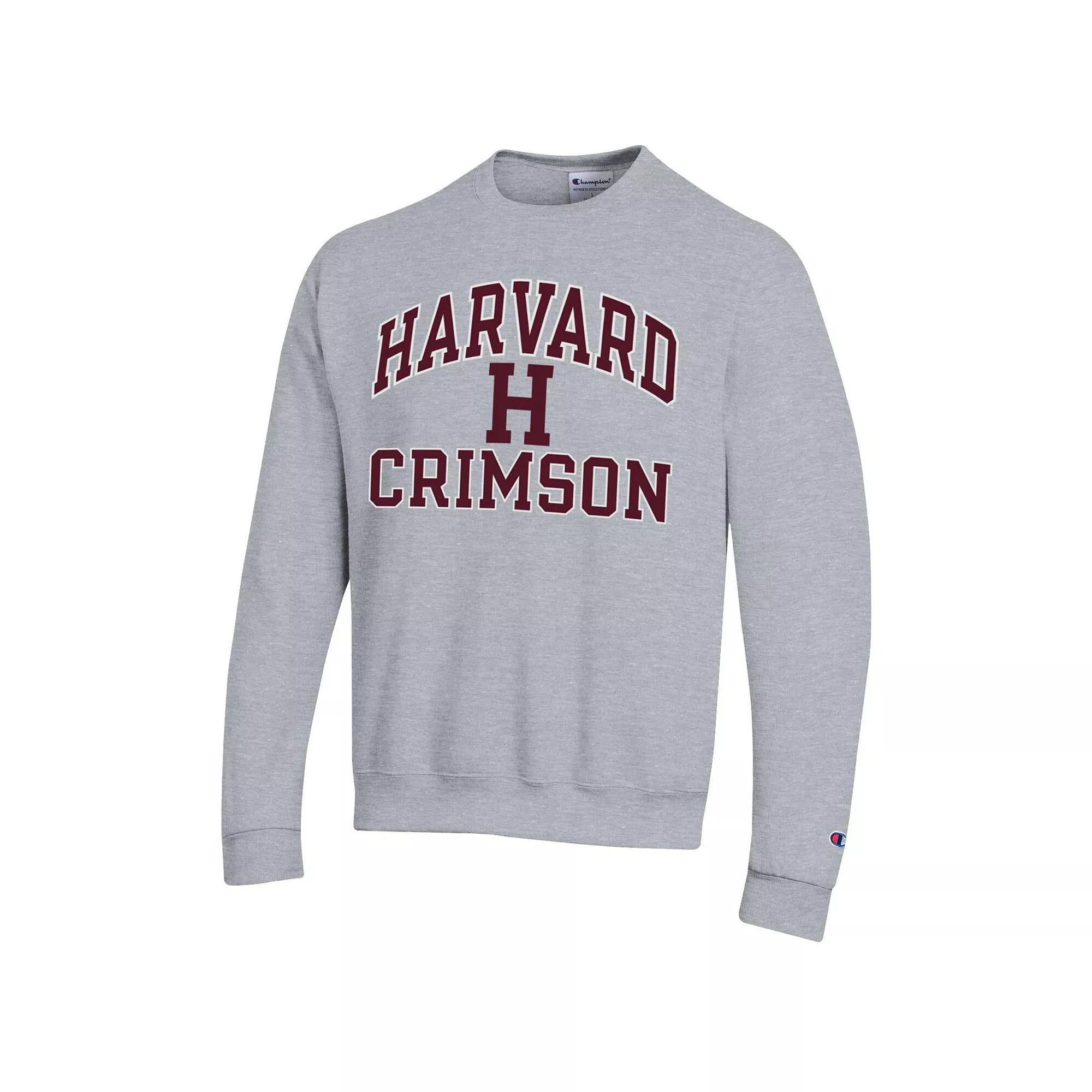 Men's Champion Heather Gray Harvard Crimson High Motor Pullover Sweatshirt,  Product Image