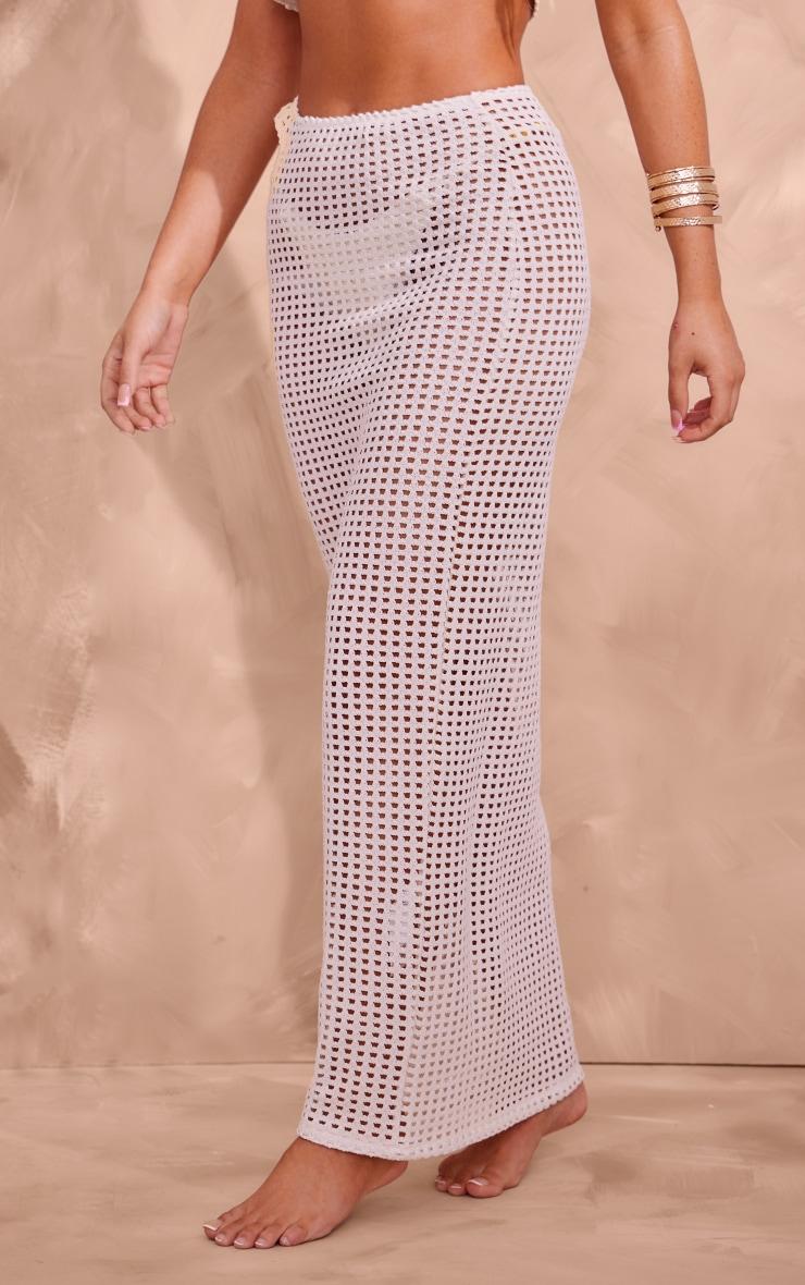 Cream Crochet Cut Out Maxi Beach Skirt Product Image