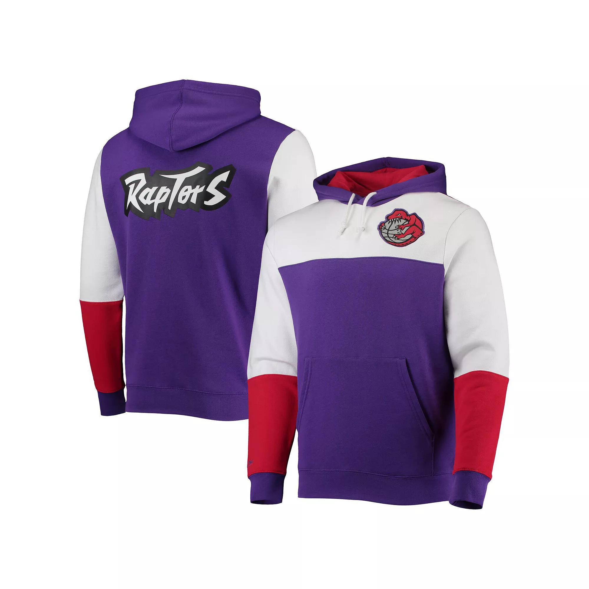 Men's Mitchell & Ness Purple Toronto Raptors Hardwood Classics Fusion 2.0 Colorblock Pullover Hoodie, Size: Large, Rpt Purple Product Image