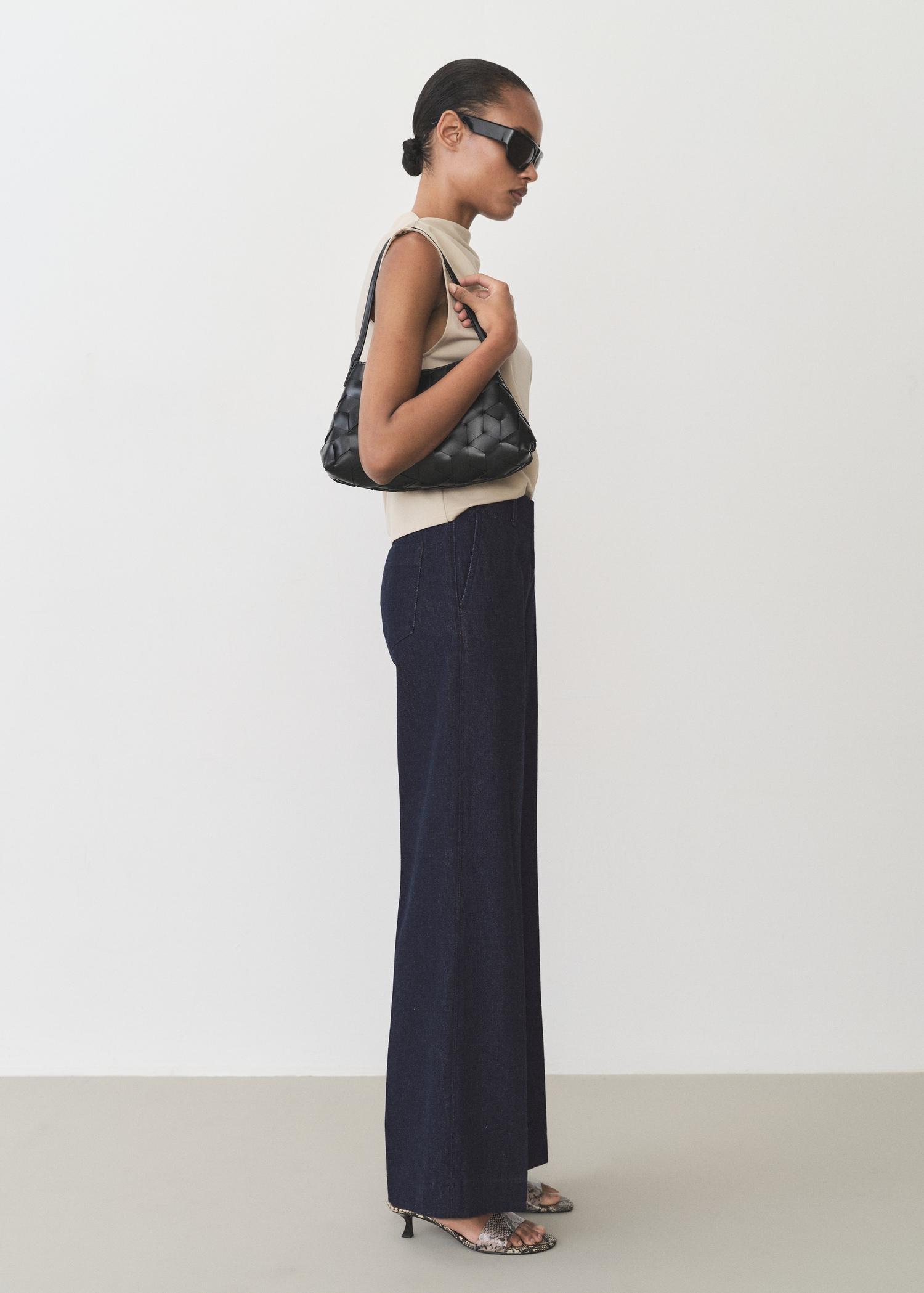 Wideleg denim pants - Women | MANGO USA Product Image