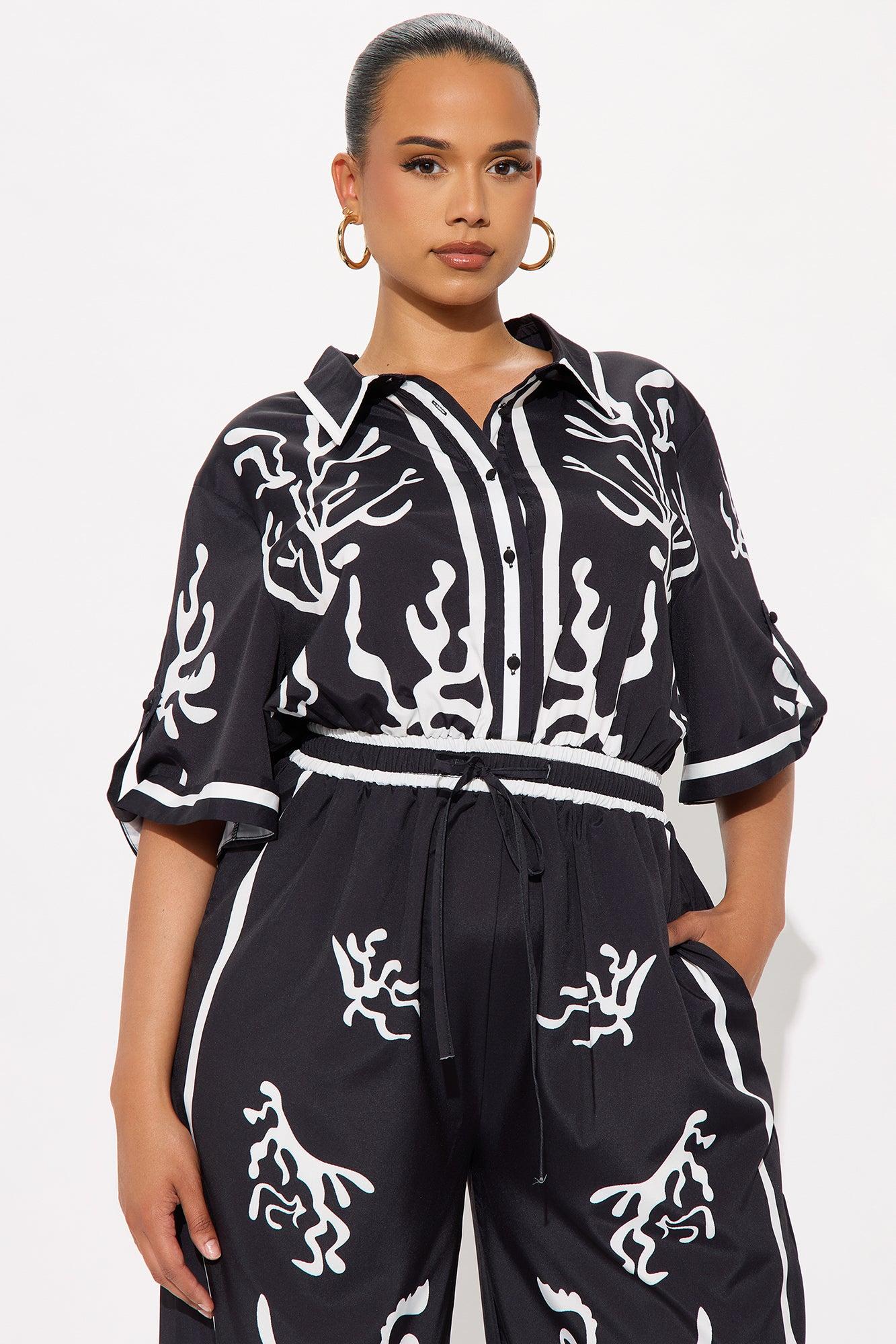 Picture This Wide Leg Satin Jumpsuit - Black/combo Product Image