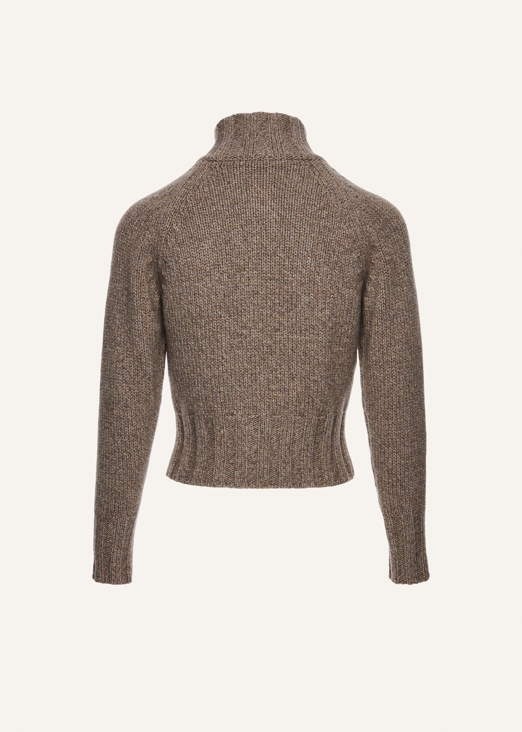 Marled zip up sweater in beige Product Image