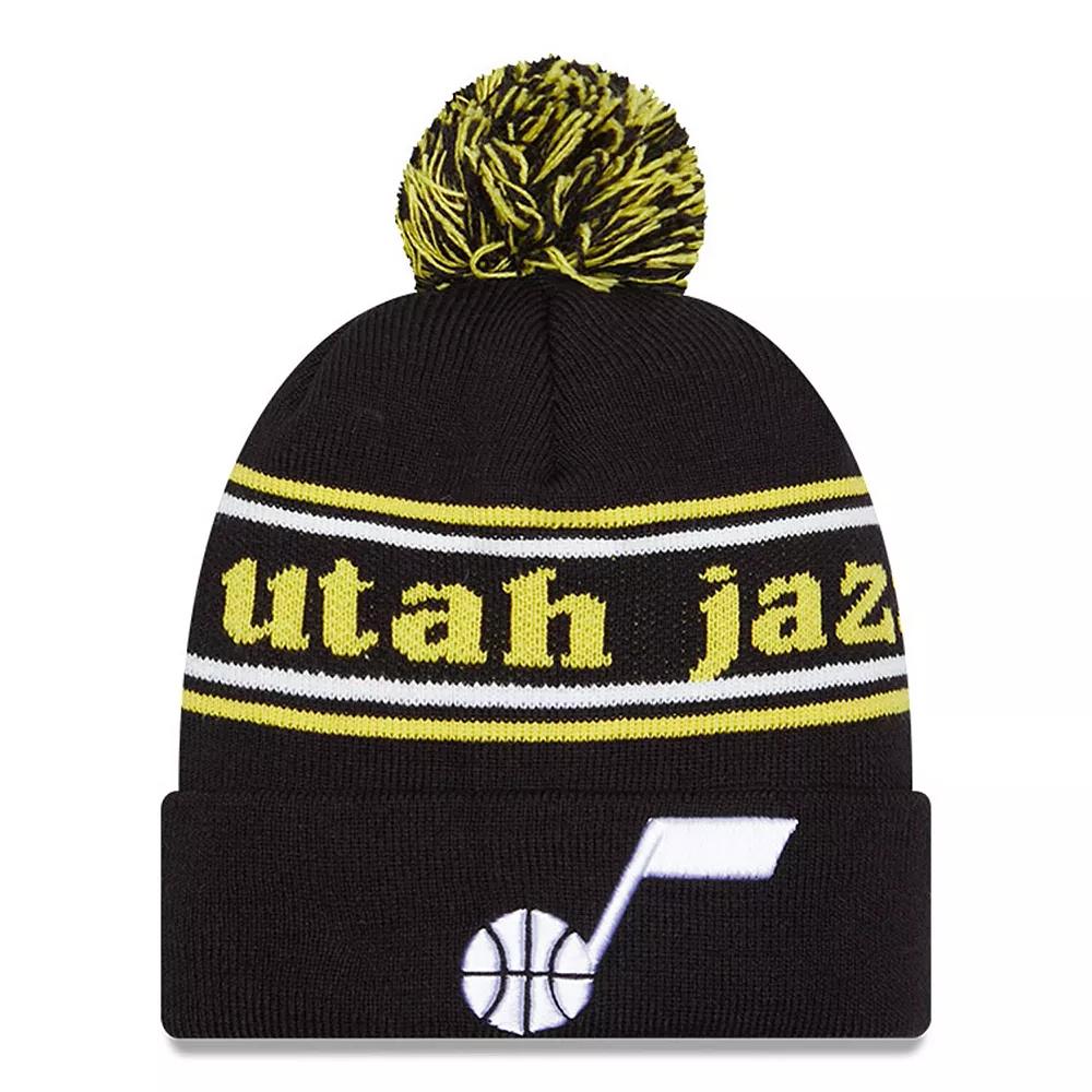 Men's New Era Black Utah Jazz Marquee Cuffed Knit Hat with Pom, Jaz Black Product Image
