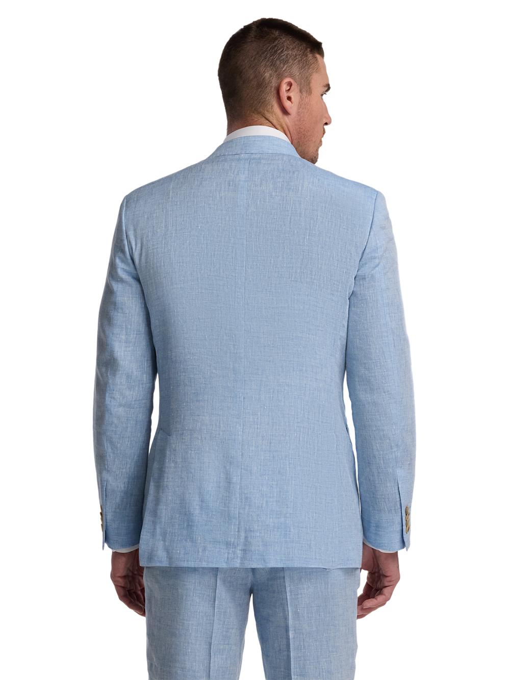 Italian Linen Blend Single Breasted Notch Lapel Suit - Light Blue Product Image