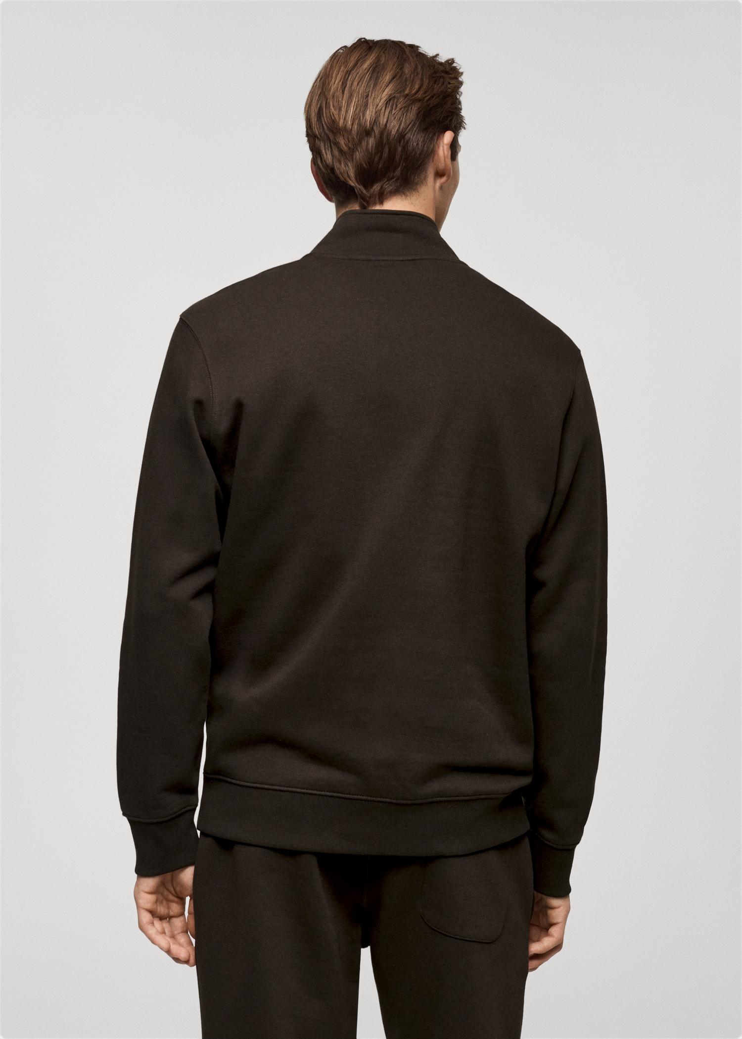 Cotton sweatshirt with zip neck - Men | MANGO USA Product Image